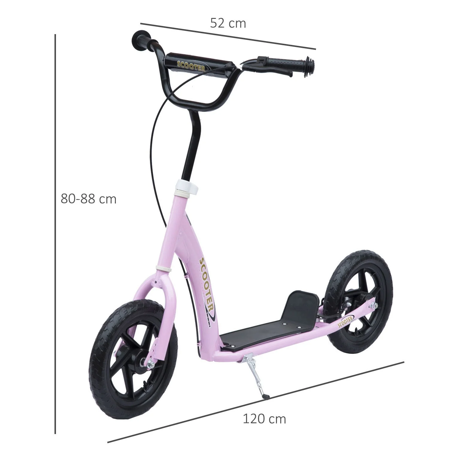 Homcom Teen Push Scooter Kids Children Stunt Scooter Bike Bicycle Ride On 12" Eva Tyres Pink - Image 3