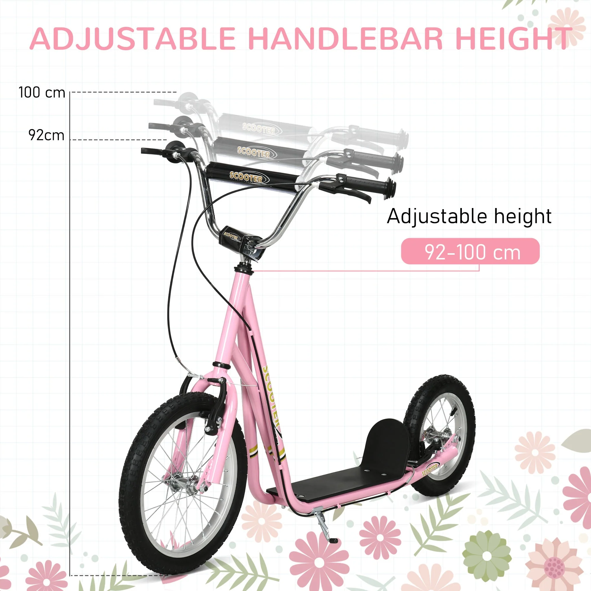 Homcom Teen Stunt Scooter Push Kick Scooters For Kids With Rubber Wheels Adjustable Handlebar Front Rear Dual Brakes Kickstand - Image 5