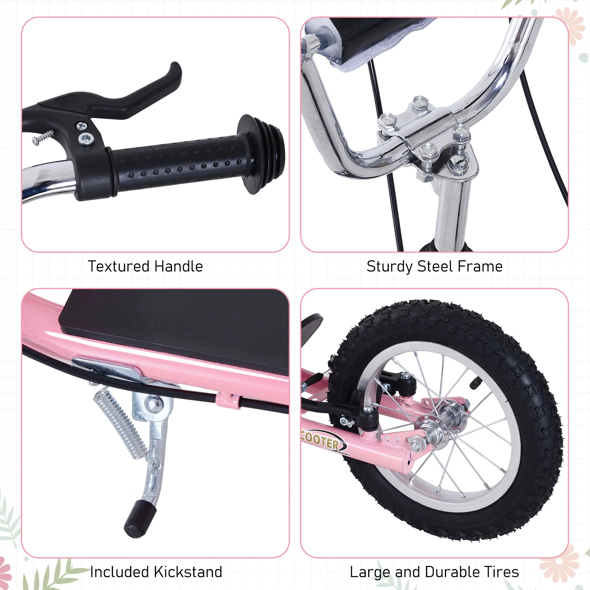 Homcom Teen Stunt Scooter Push Kick Scooters For Kids With Rubber Wheels Adjustable Handlebar Front Rear Dual Brakes Kickstand - Image 6