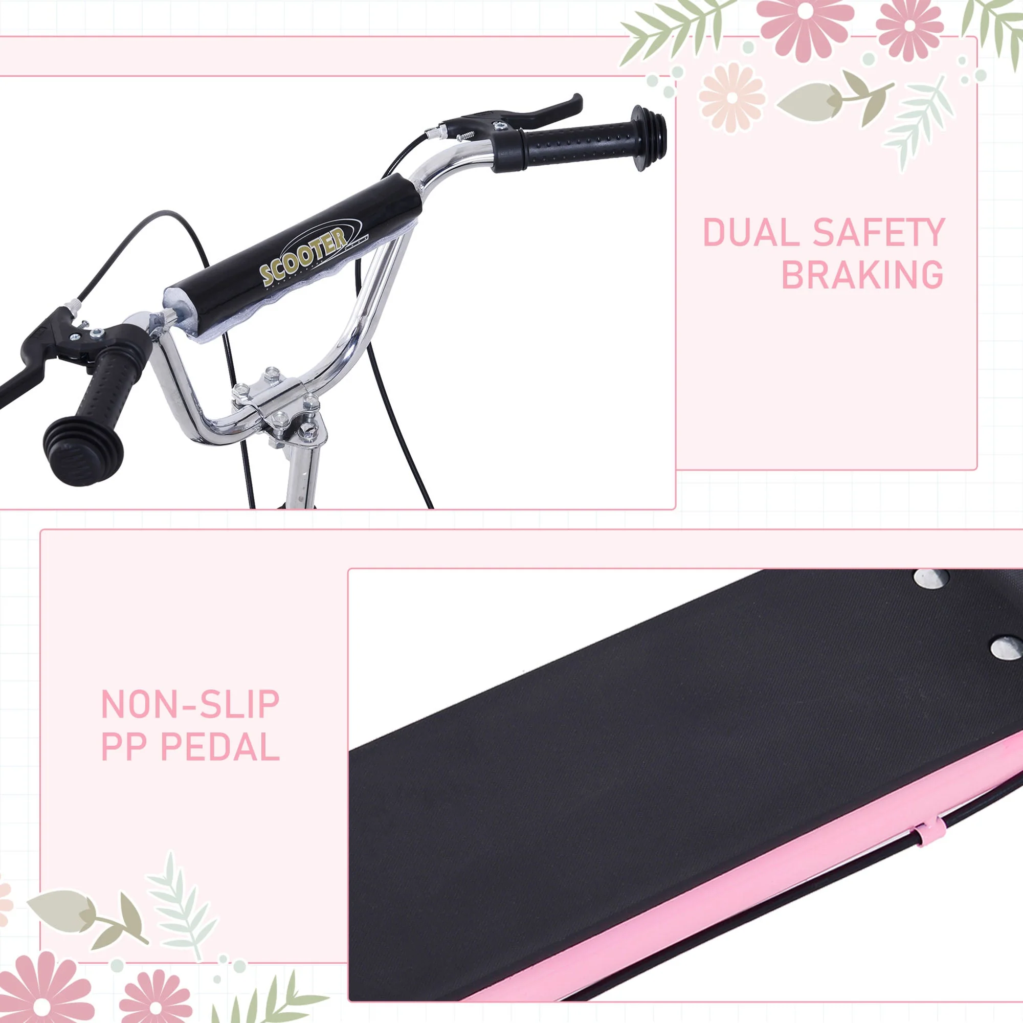 Homcom Teen Stunt Scooter Push Kick Scooters For Kids With Rubber Wheels Adjustable Handlebar Front Rear Dual Brakes Kickstand - Image 7