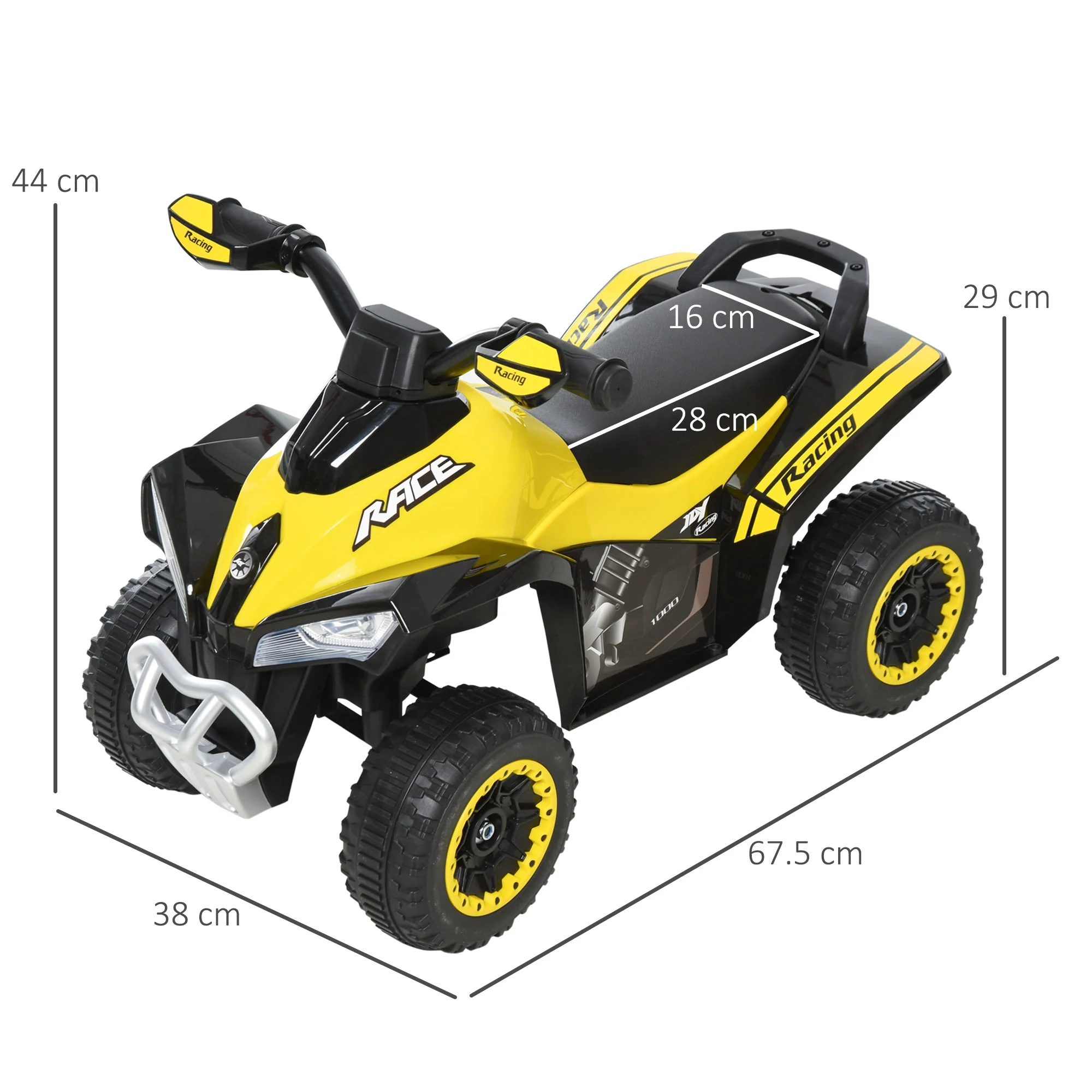 Homcom Toddler Ride On Cars Kids Motorbike Walker Foot To Floor Yellowithblack - Image 2