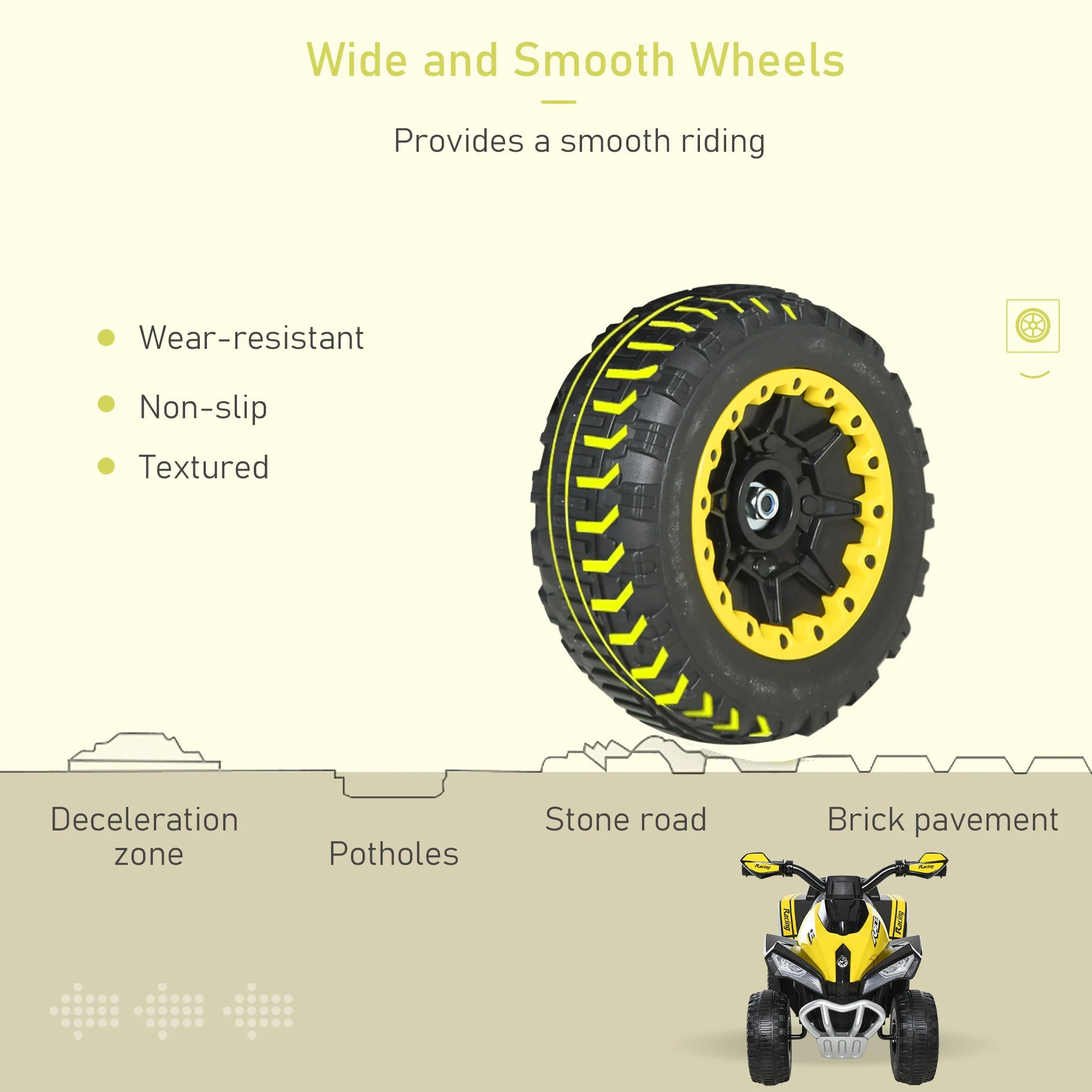 Homcom Toddler Ride On Cars Kids Motorbike Walker Foot To Floor Yellowithblack - Image 4