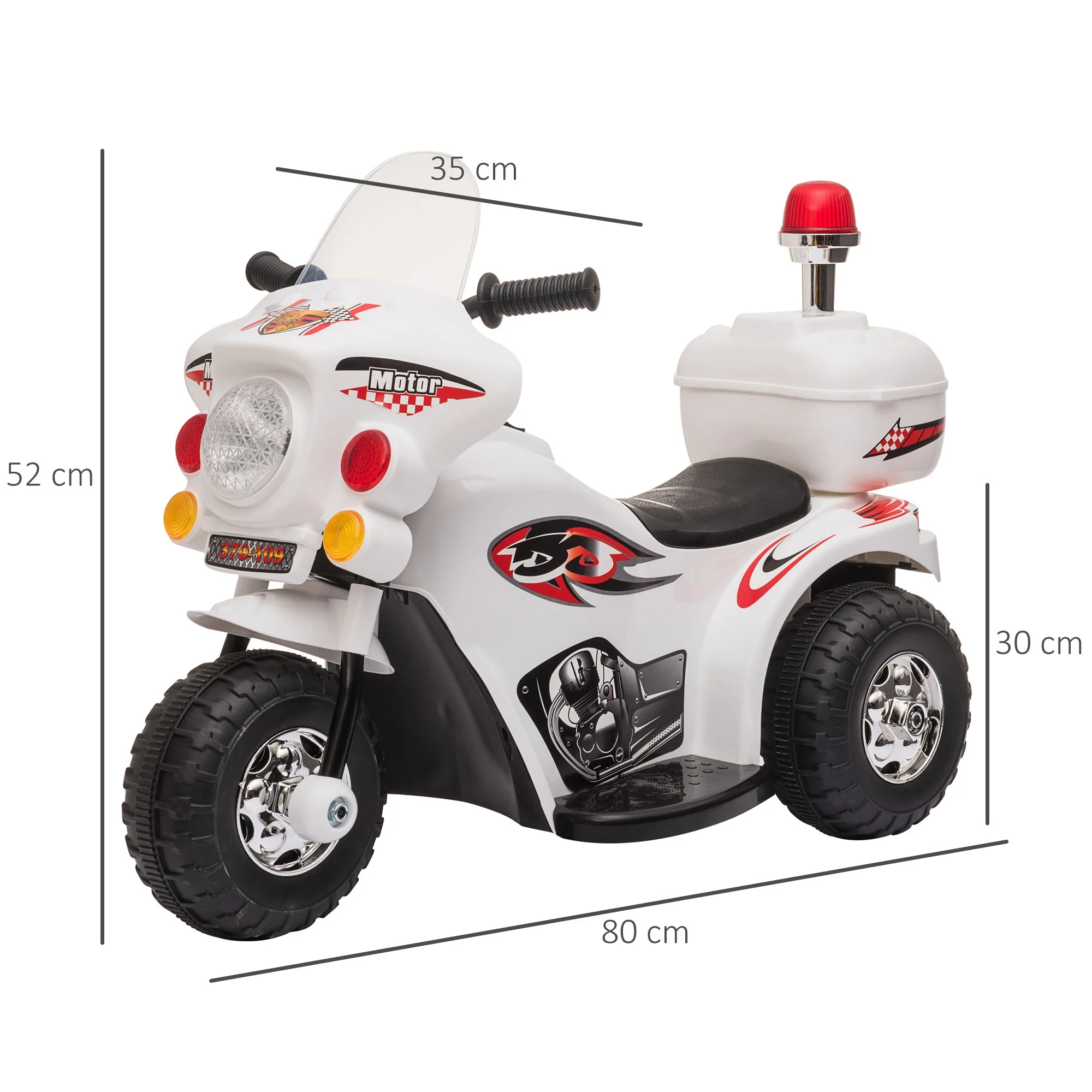 Homcom Toddlers Electric Pp Motorcycle Ride On Trike White - Image 3