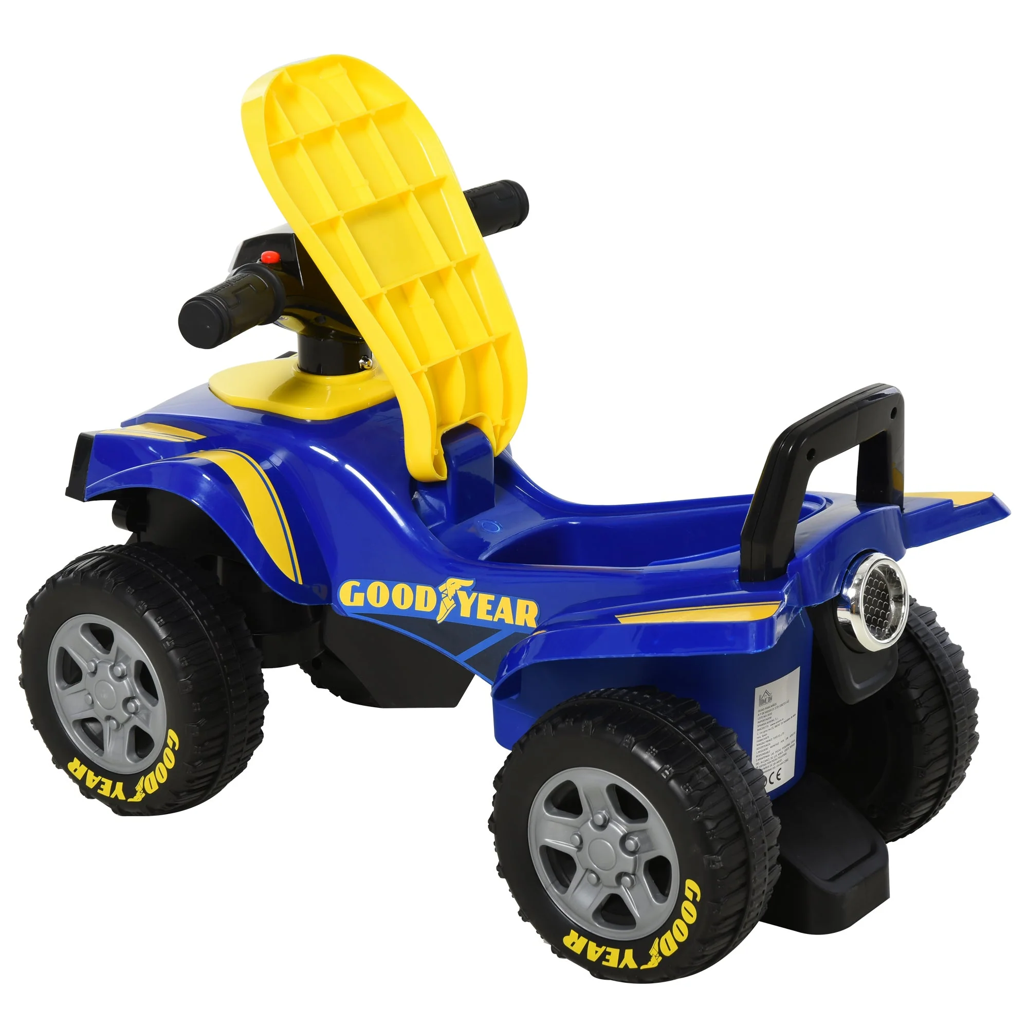 Homcom Toddlers Sound Effect PP Quad Bike Walker Yellow/Blue - Image 7