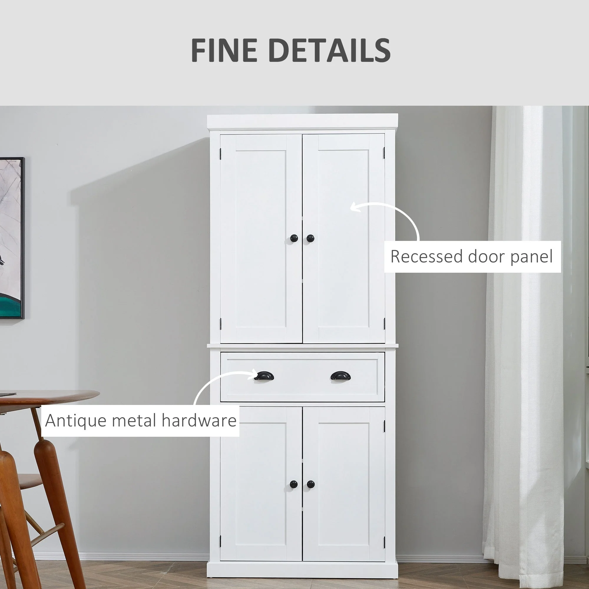 Homcom Traditional Colonial Freestanding Kitchen Cupboard - Image 7