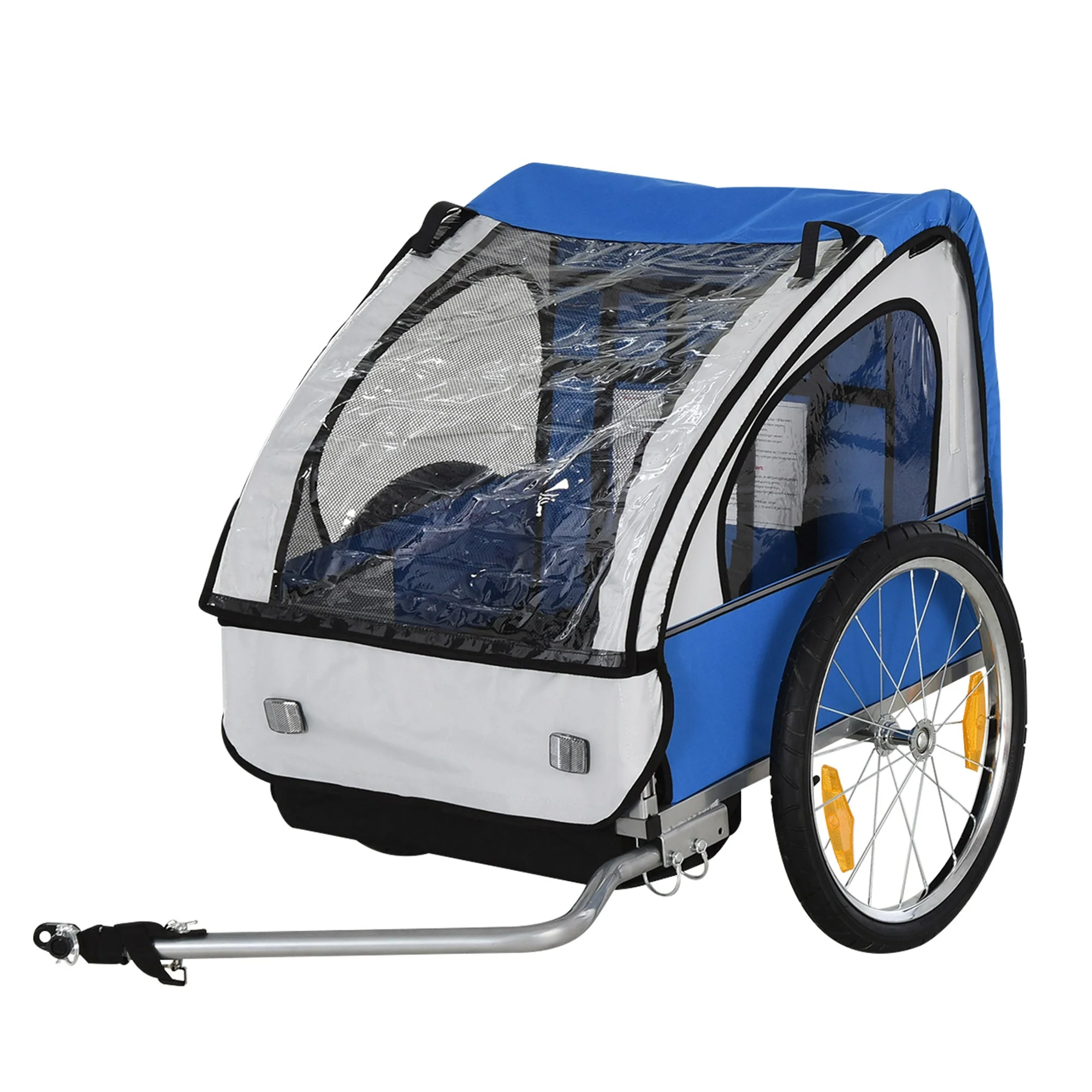 Homcom Trailer for Kids Steel Frame Children's 2-Seater Bicycle Trailer Blue - Image 7