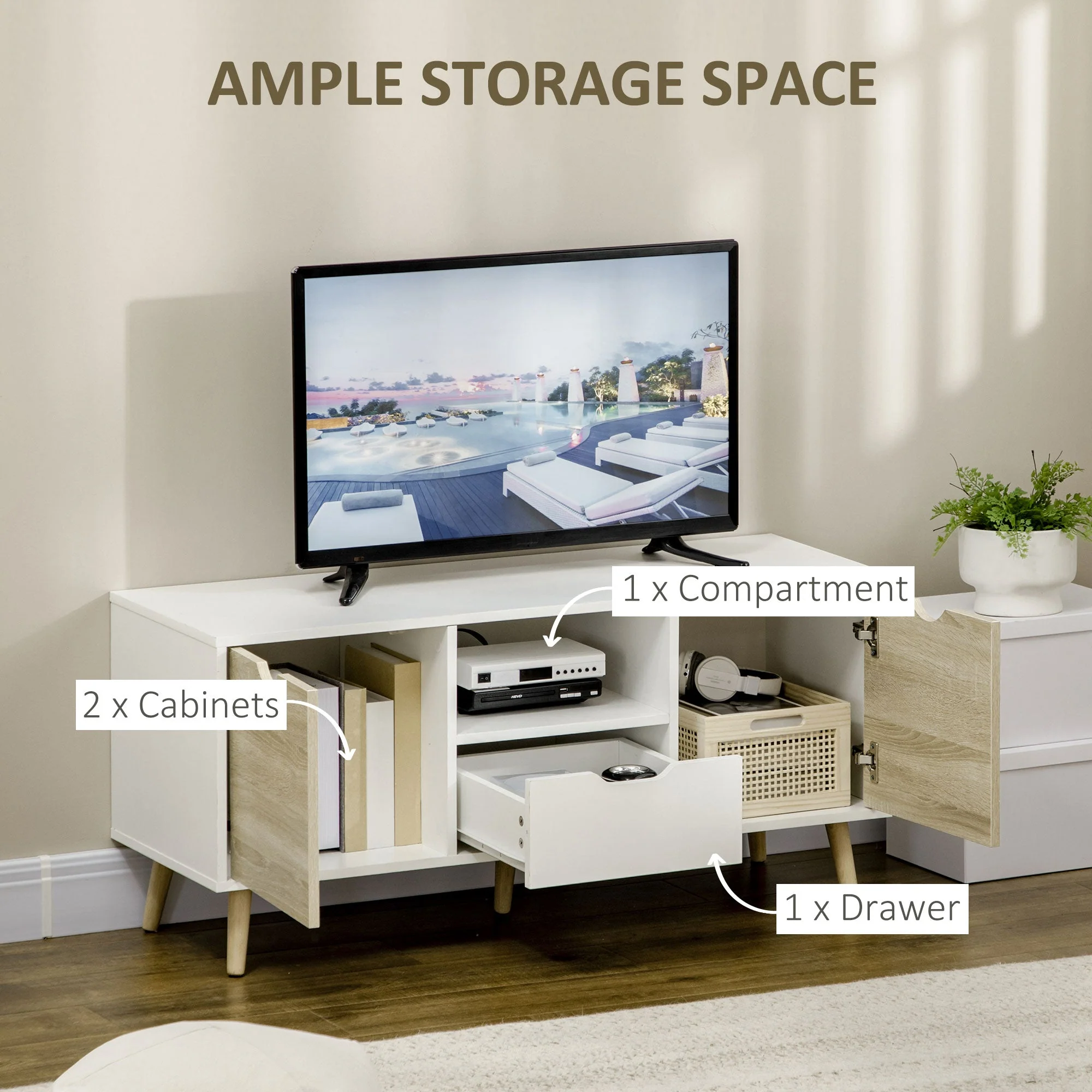 Homcom TV Unit Cabinet for TVs up to 50 Inches - Image 3