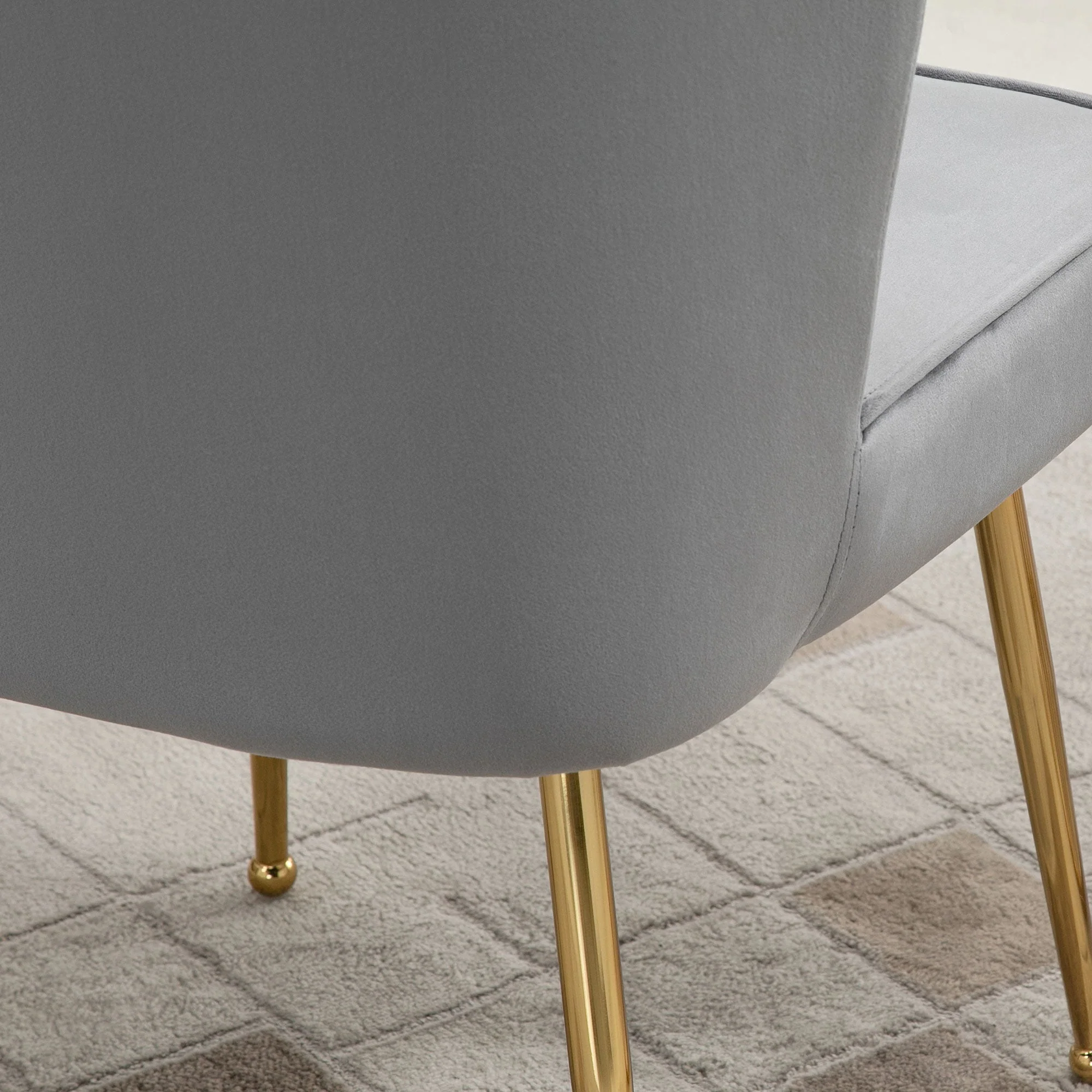 Homcom Velvet-Feel Shell Luxe Accent Chair - Image 8