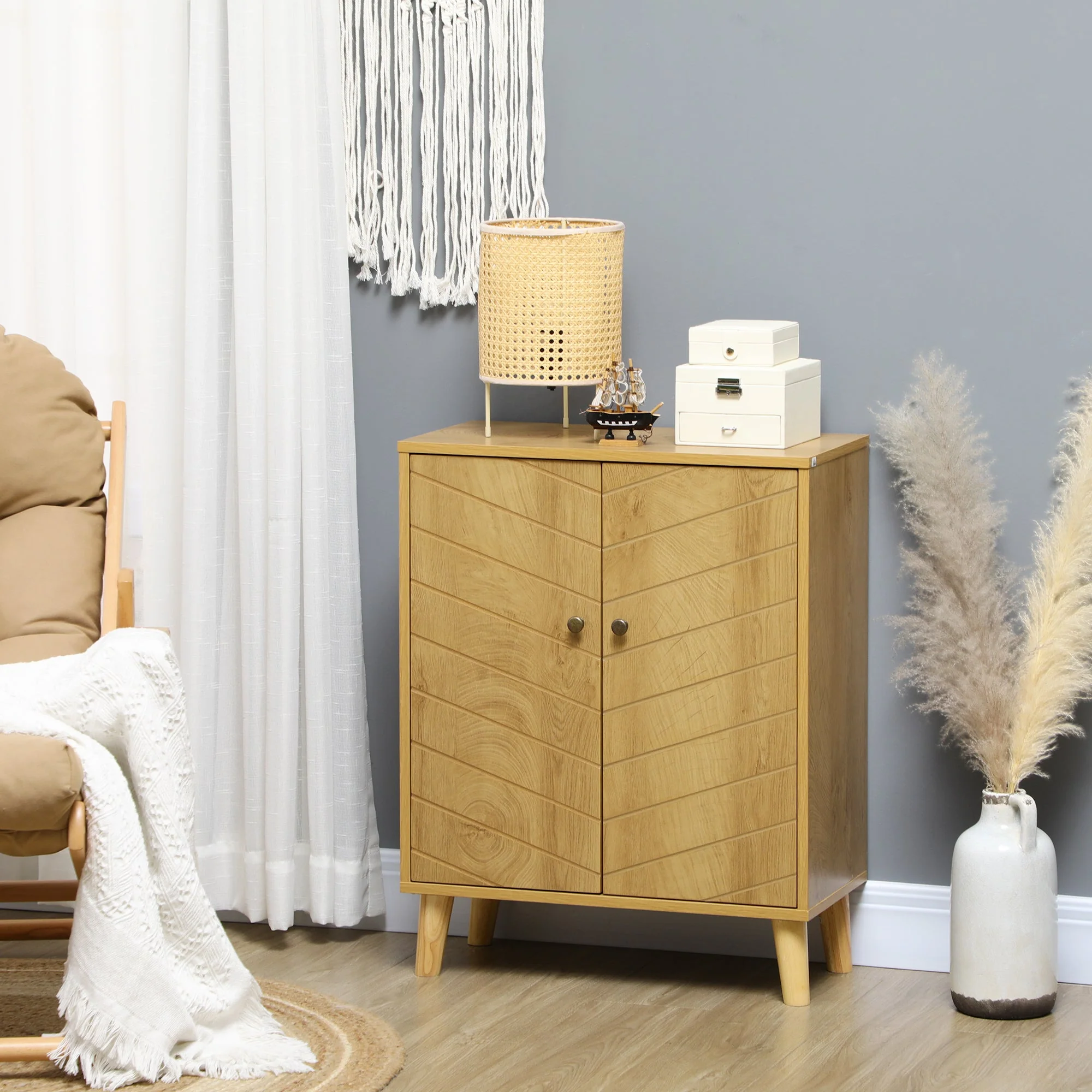 Homcom Vintage-Look Freestanding Sideboard With Inner Shelf - Image 2