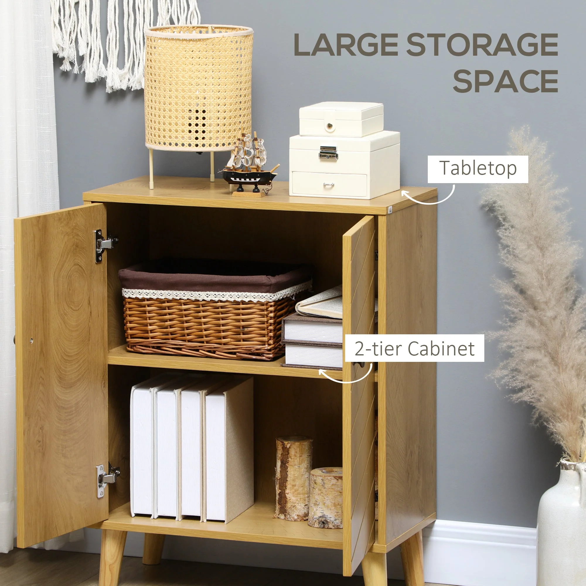 Homcom Vintage-Look Freestanding Sideboard With Inner Shelf - Image 4
