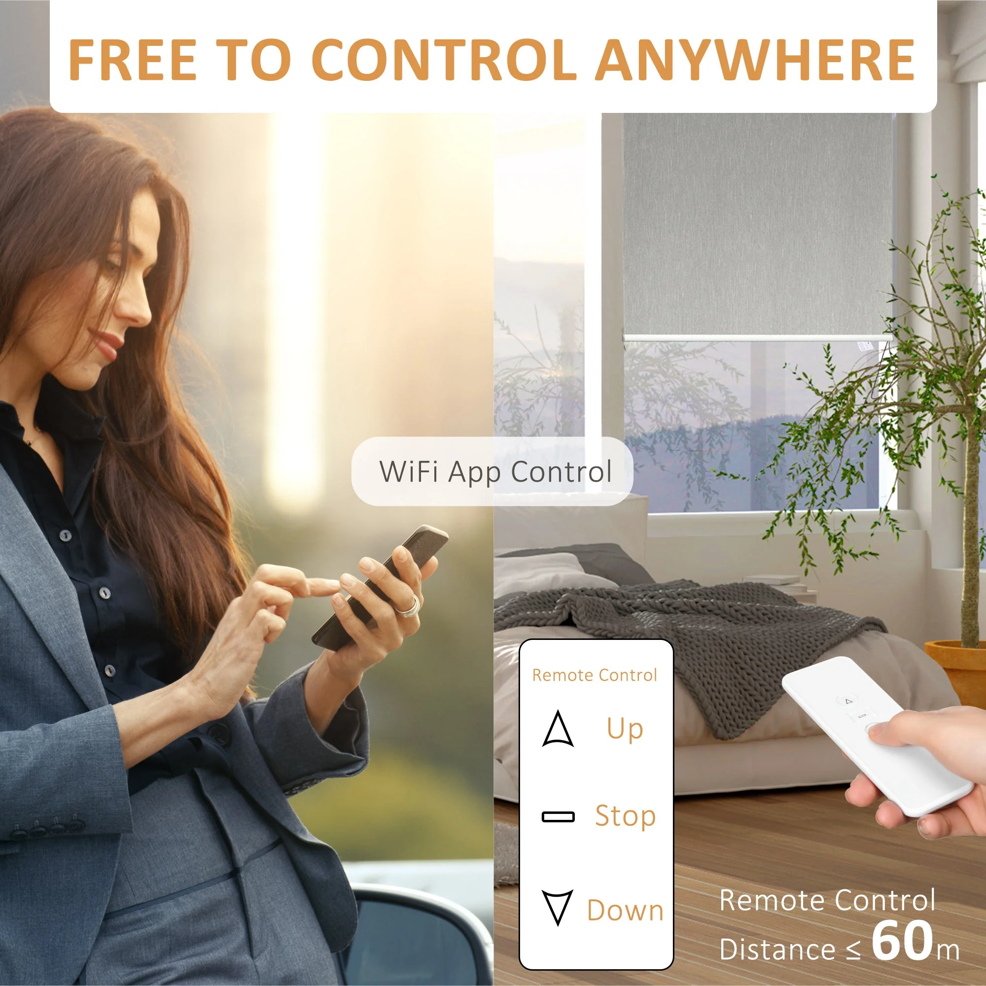 Homcom Wifi Smart Roller Blinds Work With Tuya App - Image 5