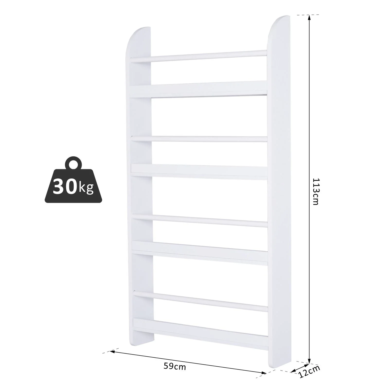 Homcom Wood Wall/Standing Magazine Holders Book Rack Shelf 4 Tiers Space Saving Design Water Resist Home Office Decoration - Image 3