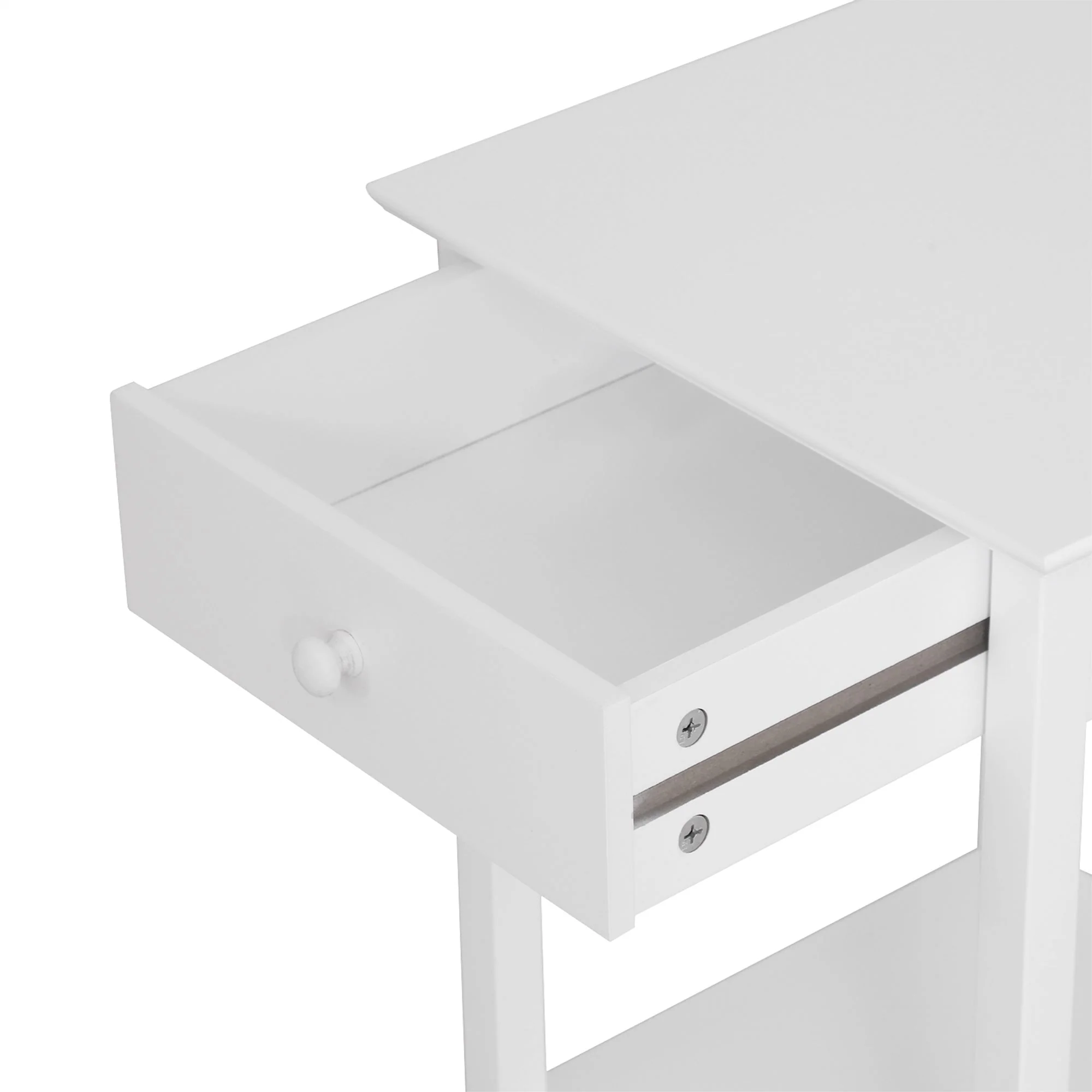 Homcom Wooden Bedside Table Cabinet With Drawer Shelf Storage End Side White Multipurpose Bedroom Night Stand - Image 7