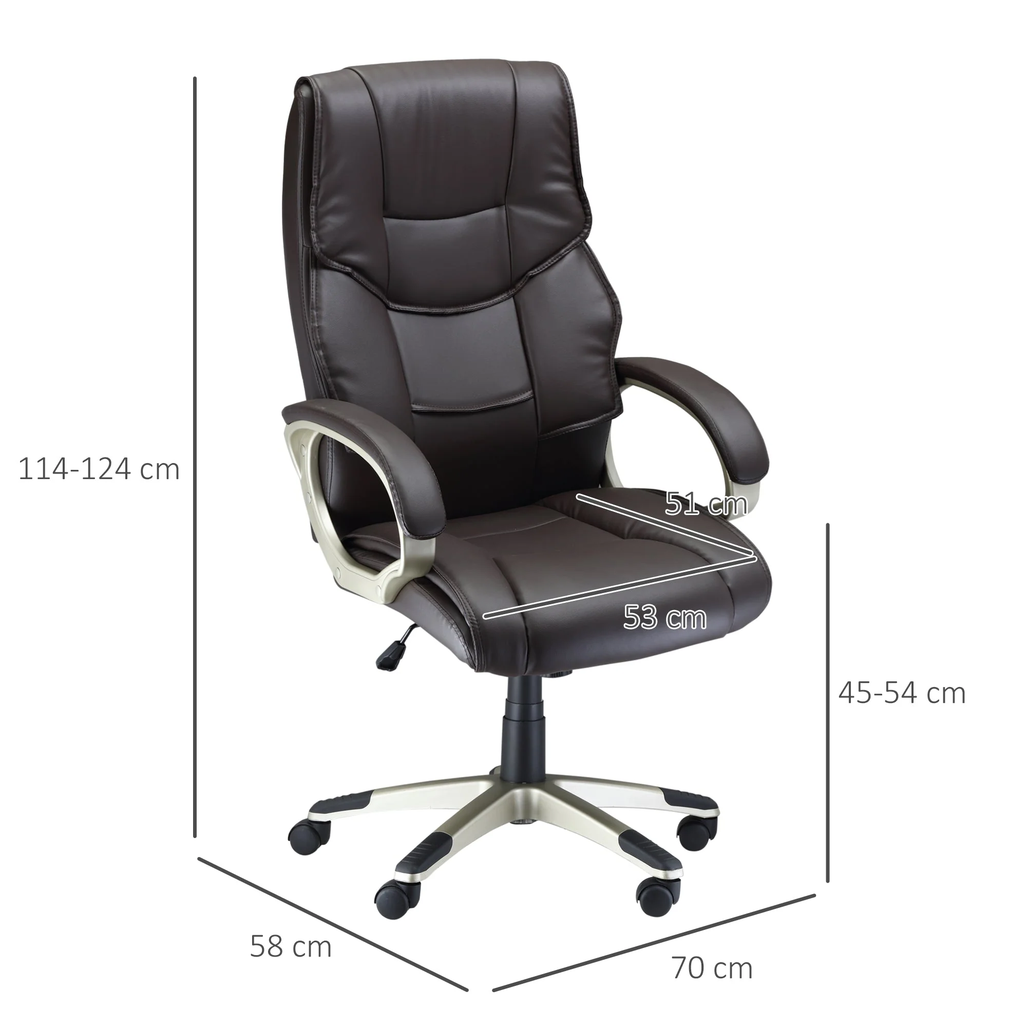 Home Office Chair High Back Computer Desk Chair with Faux Leather Adjustable Height Rocking Function Brown - Image 3