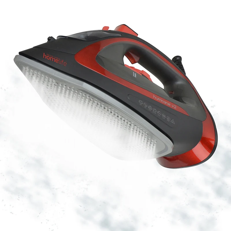Hurricane Steam Iron with Ceramic Soleplate Black And Red - 3200W - Image 4