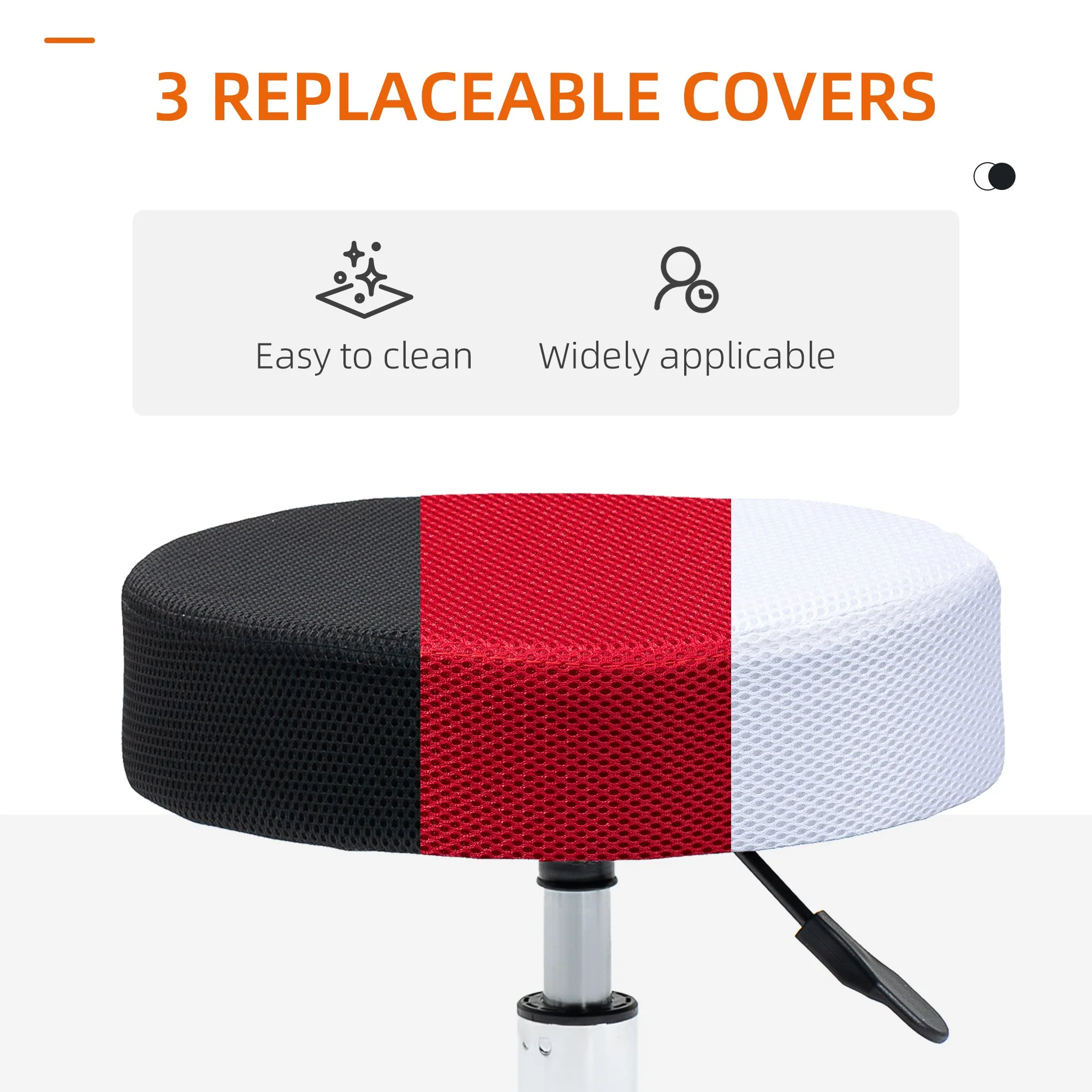 Hydraulic Swivel Salon Spa Stool Height Adjustable Facial Massage Tattoo with 3 Changeable Seat Covers - Image 5