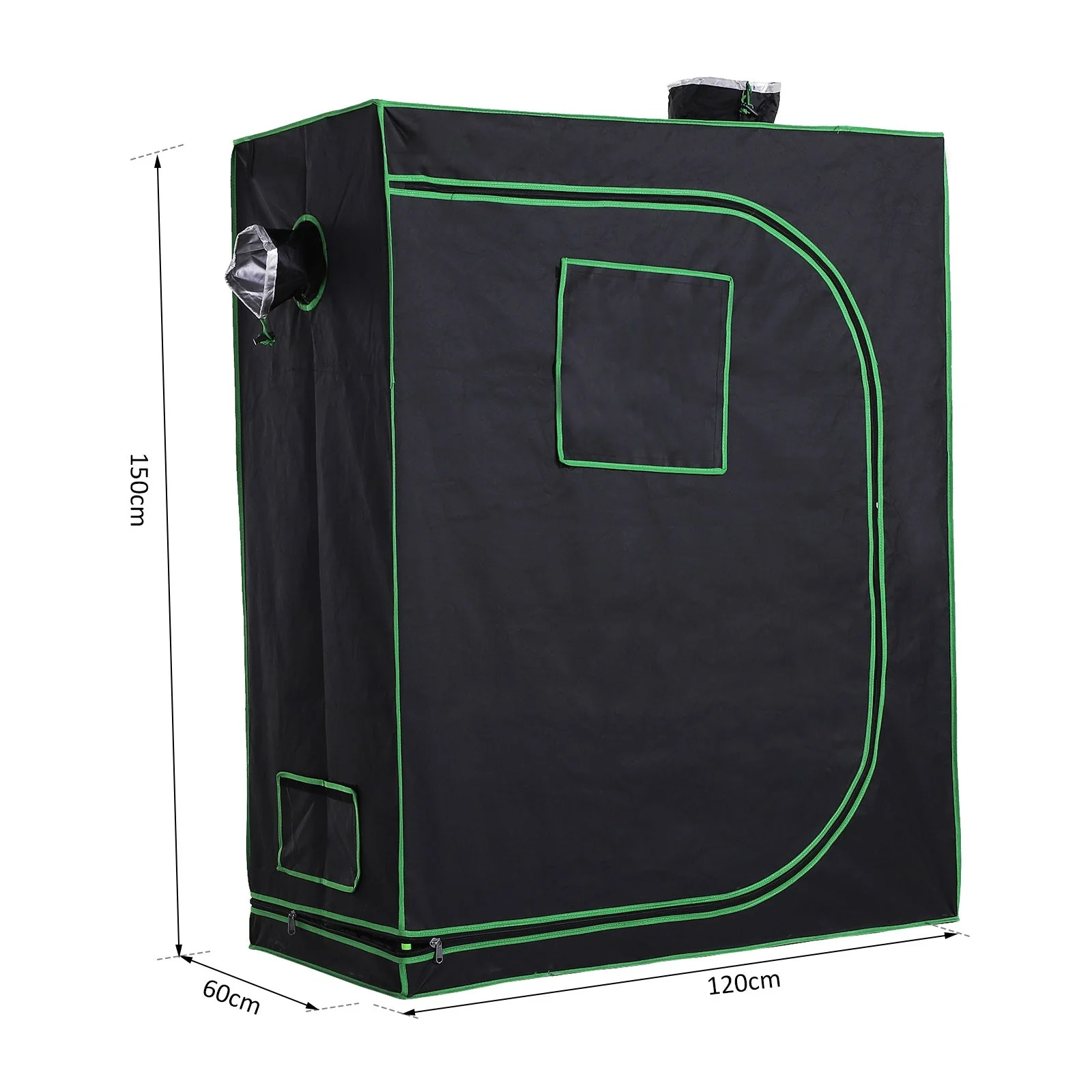 Hydroponic Plant Grow Tent Canopy Indoor Reflective Mylar Green Room 600D Oxford 120L x60W x150H cm Silver - Image 3