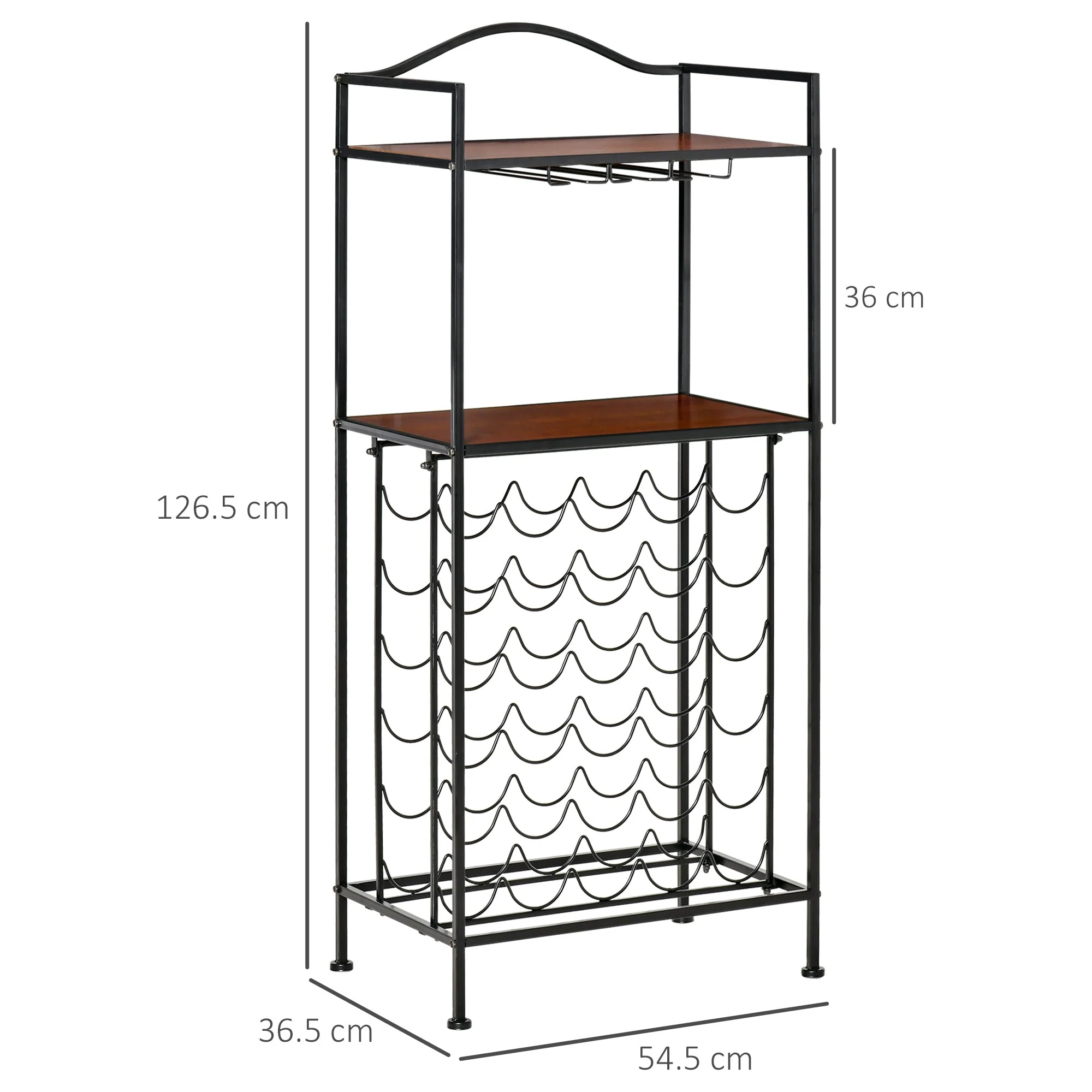 Industrial 30-bottle Wine Rack Barker's Rack Bar Storage with Glass Holders - Image 3