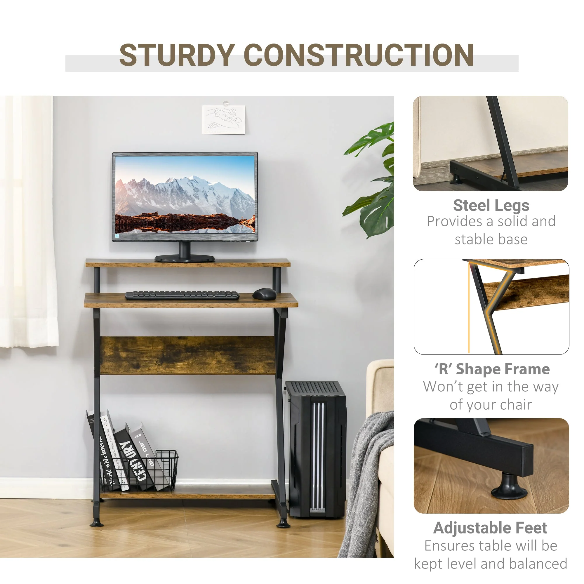 Industrial Computer Desk with Storage - Image 5