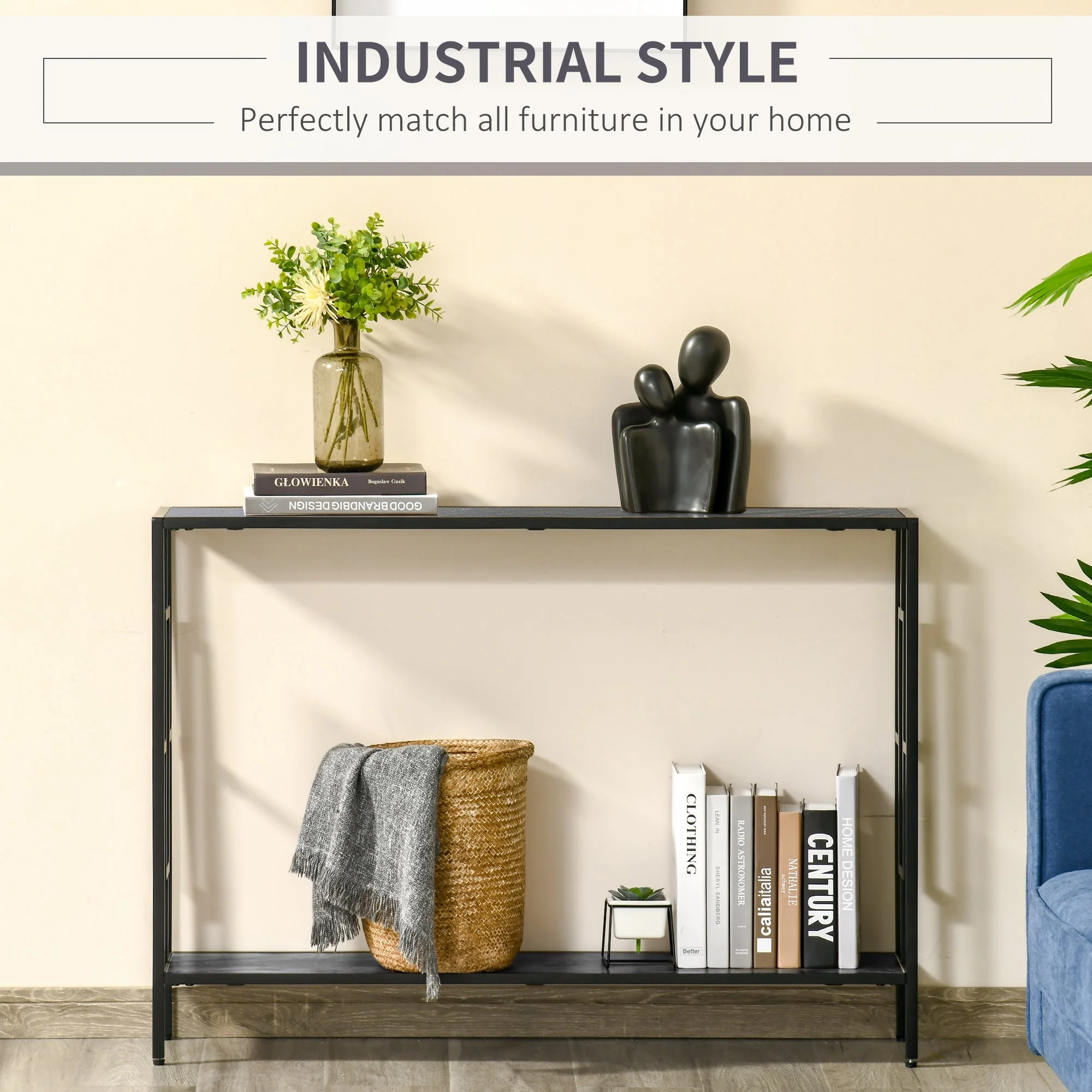 Industrial Console Table with Storage Shelf - Image 4