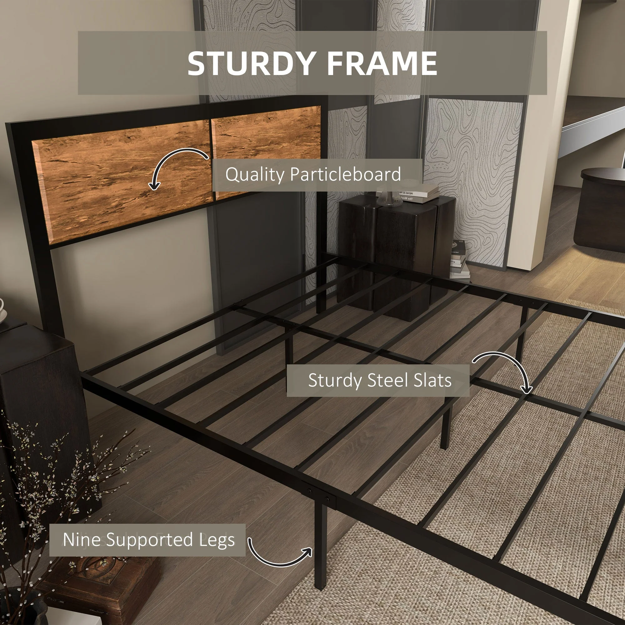 Industrial Double Bed Frame - Image 6