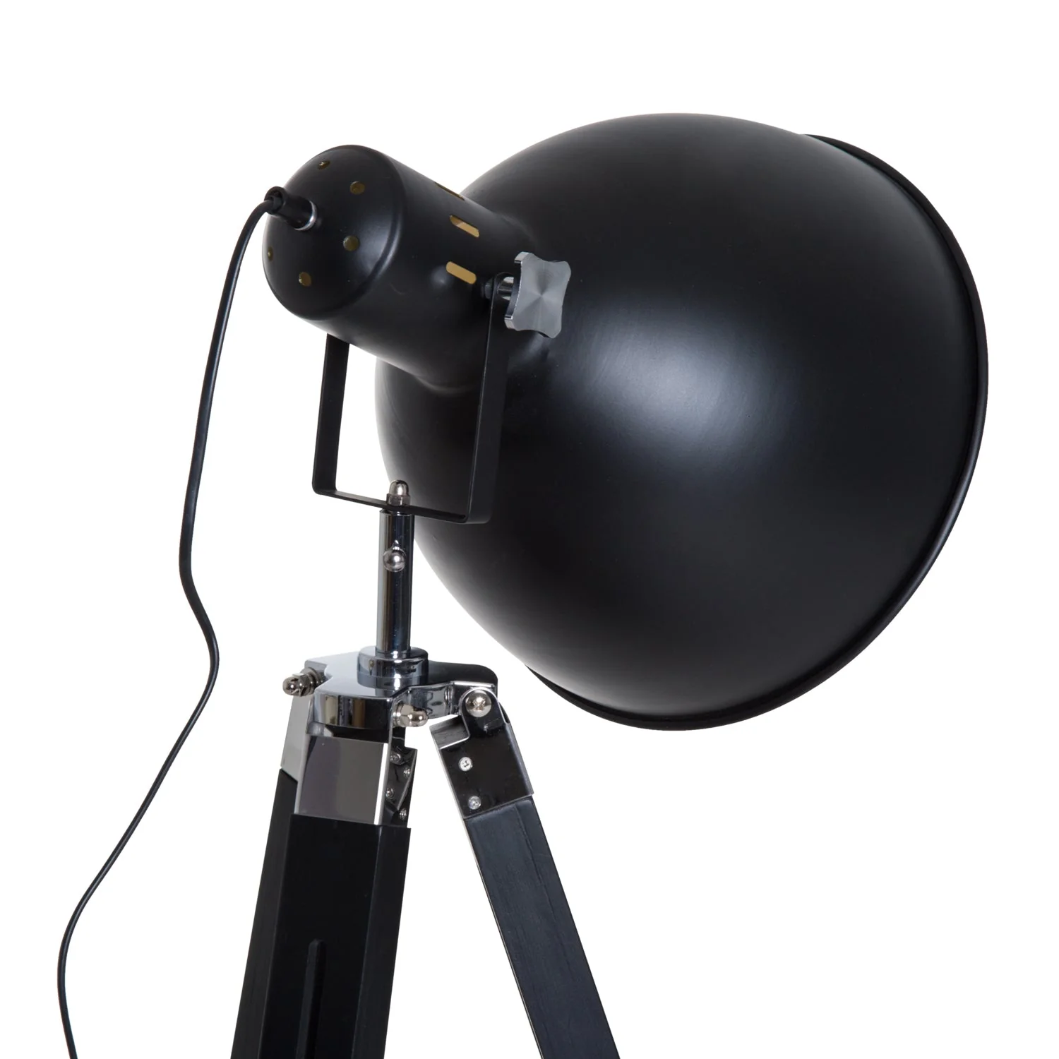 Industrial Floor Lamp for Living Room Tripod Spotlight Reading Lamp w/Wood Legs Metal Shade Adjustable Height Angle for Bedroom Home Office Black and Gold - Image 8