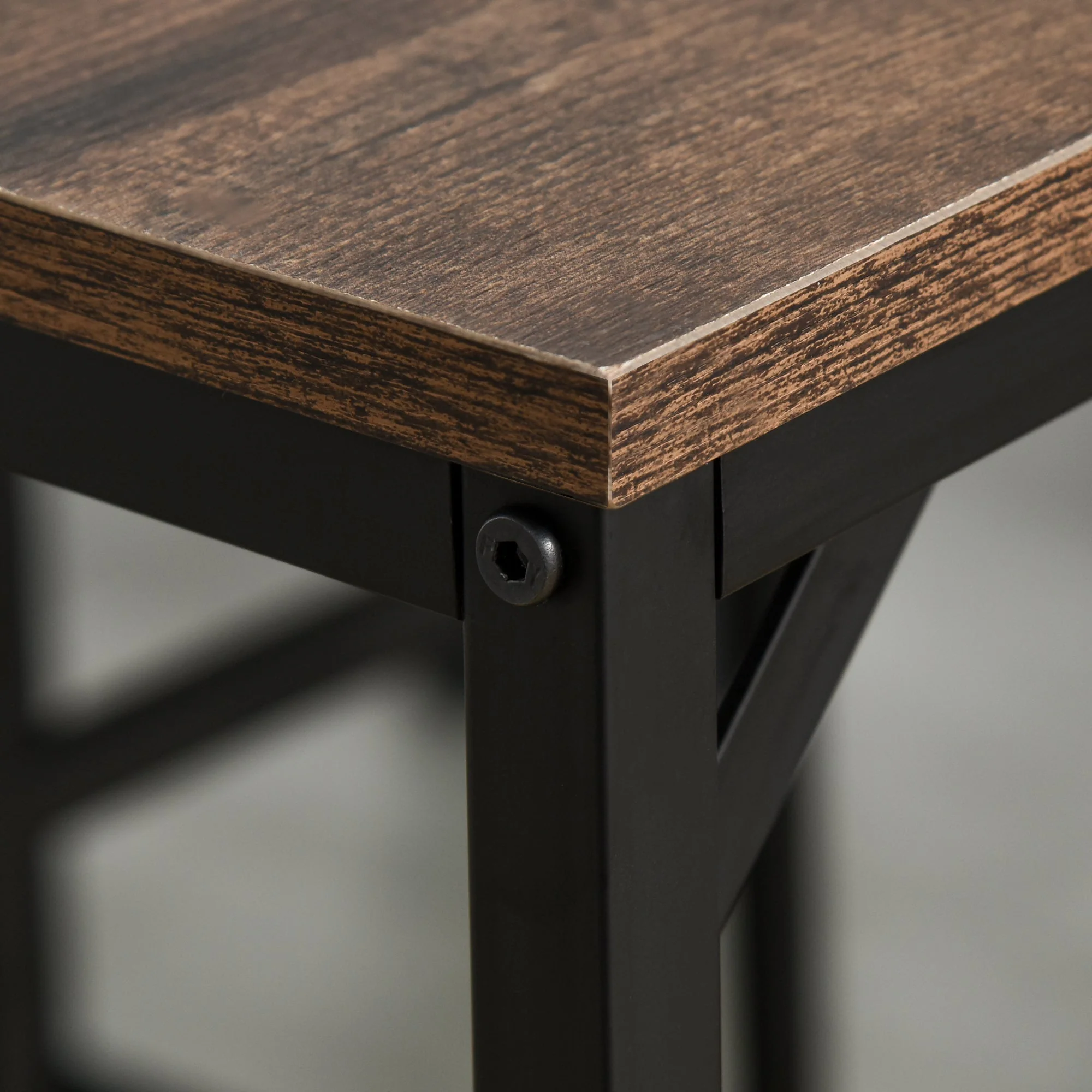 Industrial Rectangular Bar Table Set with 4 Stools for Dining Room - Image 8