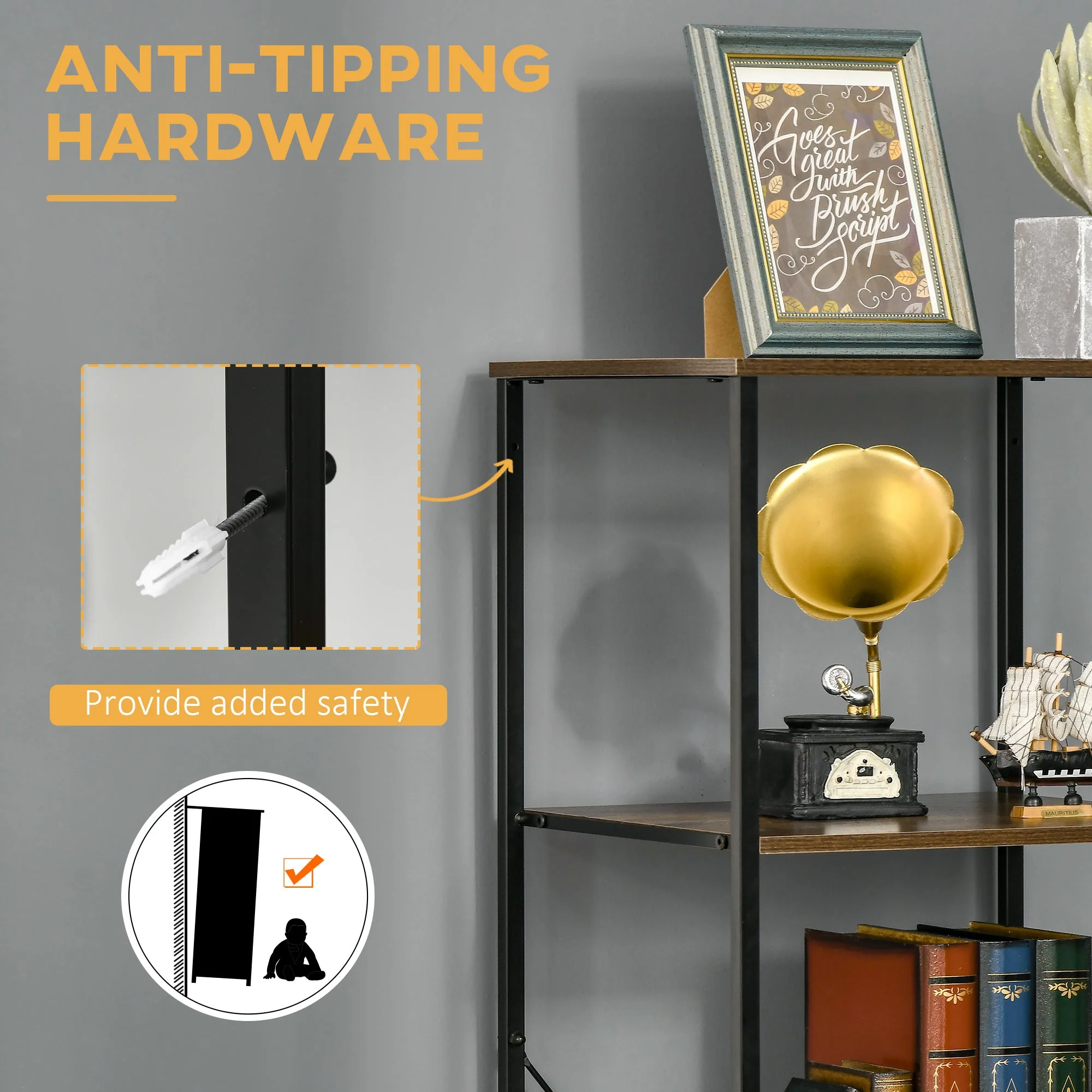 Industrial Storage Cabinet with 2 Open Shelves and 3 Foldable Fabric Drawers - Image 7