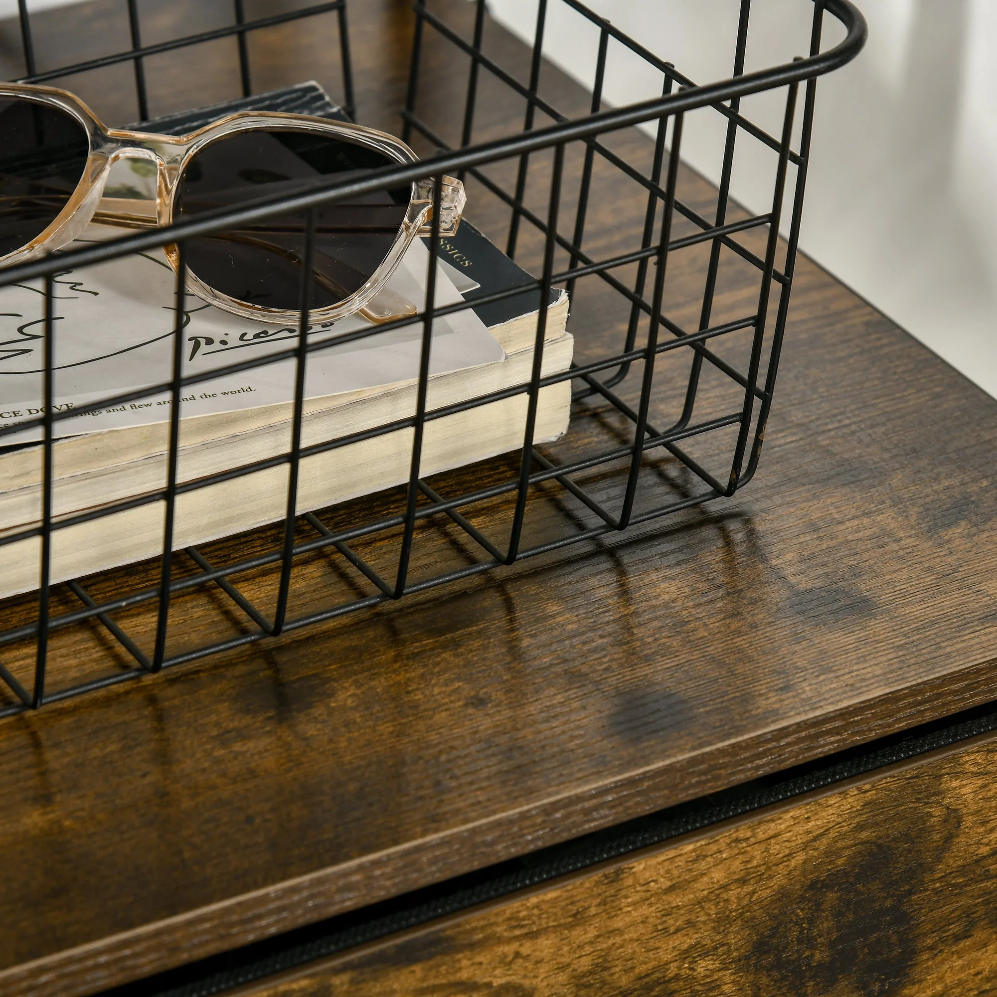 Industrial Storage Cabinet with 2 Open Shelves and 3 Foldable Fabric Drawers - Image 9