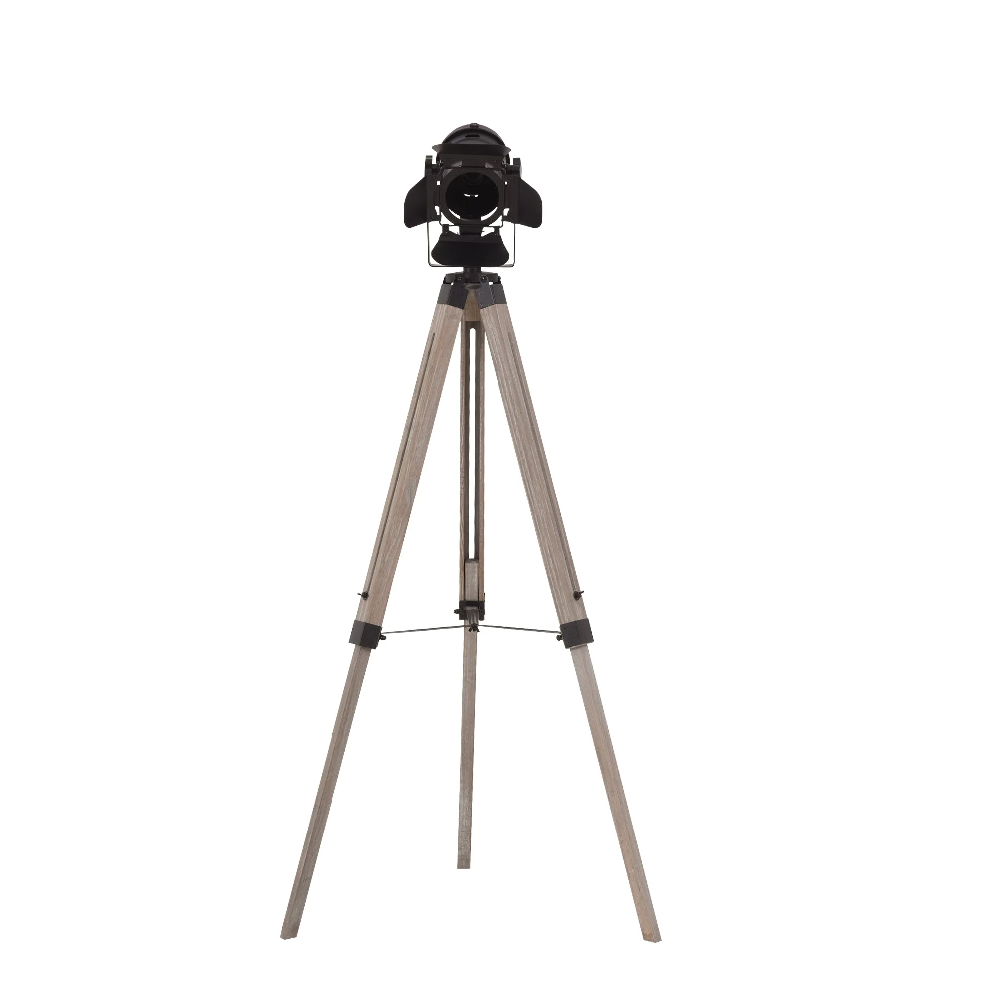 Industrial Style Adjustable Tripod Floor Lamp Vintage Spotlight Reading Lamp w/ Wood Metal Legs E27 Base For Living Room Bedroom - Image 8
