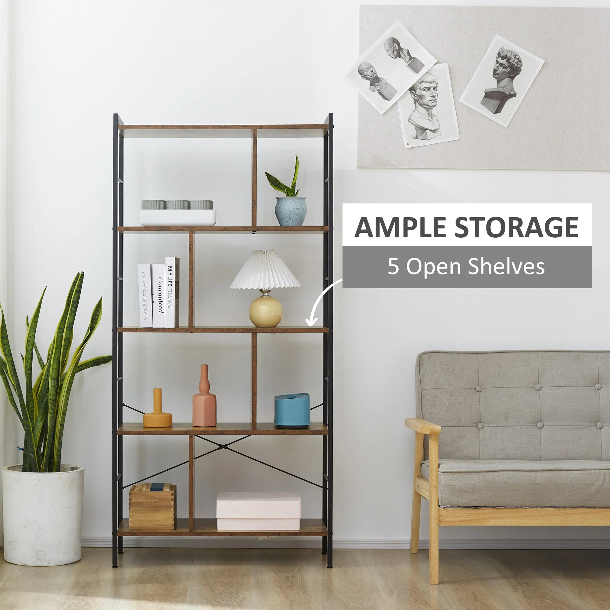 Industrial-Style Four-Tier Shelving Unit - Image 4