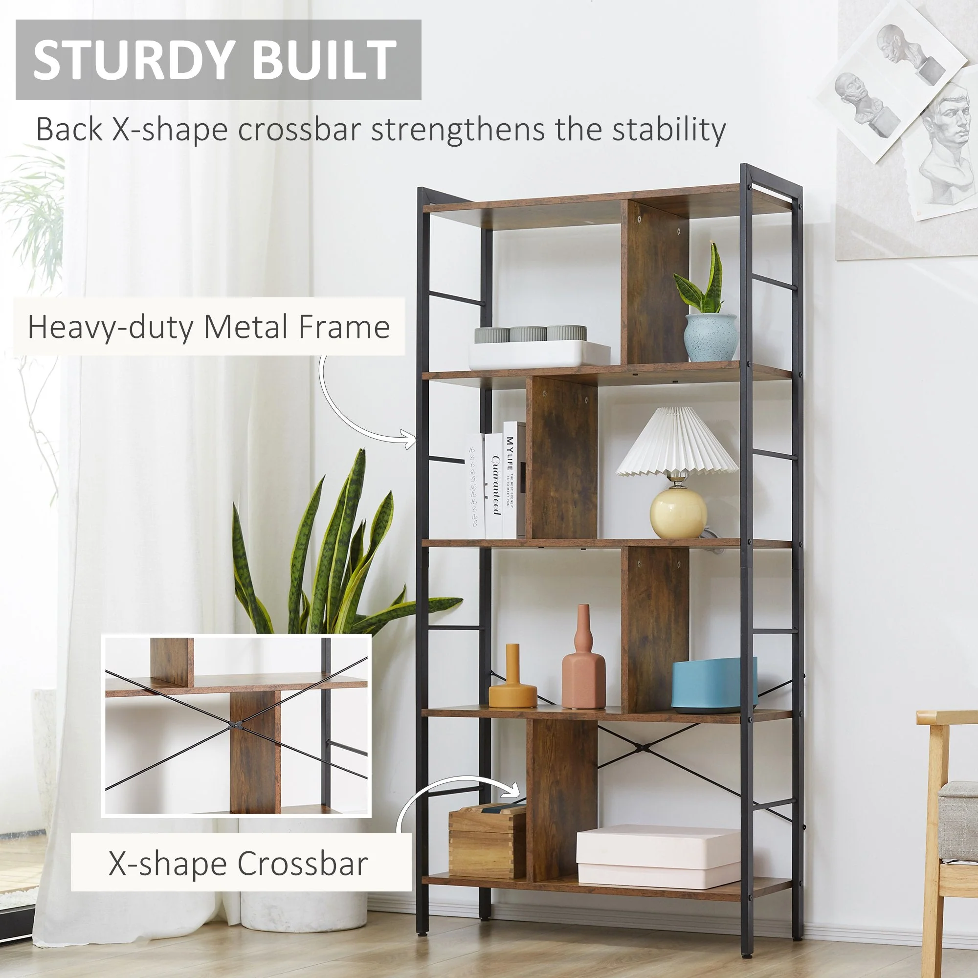 Industrial-Style Four-Tier Shelving Unit - Image 5