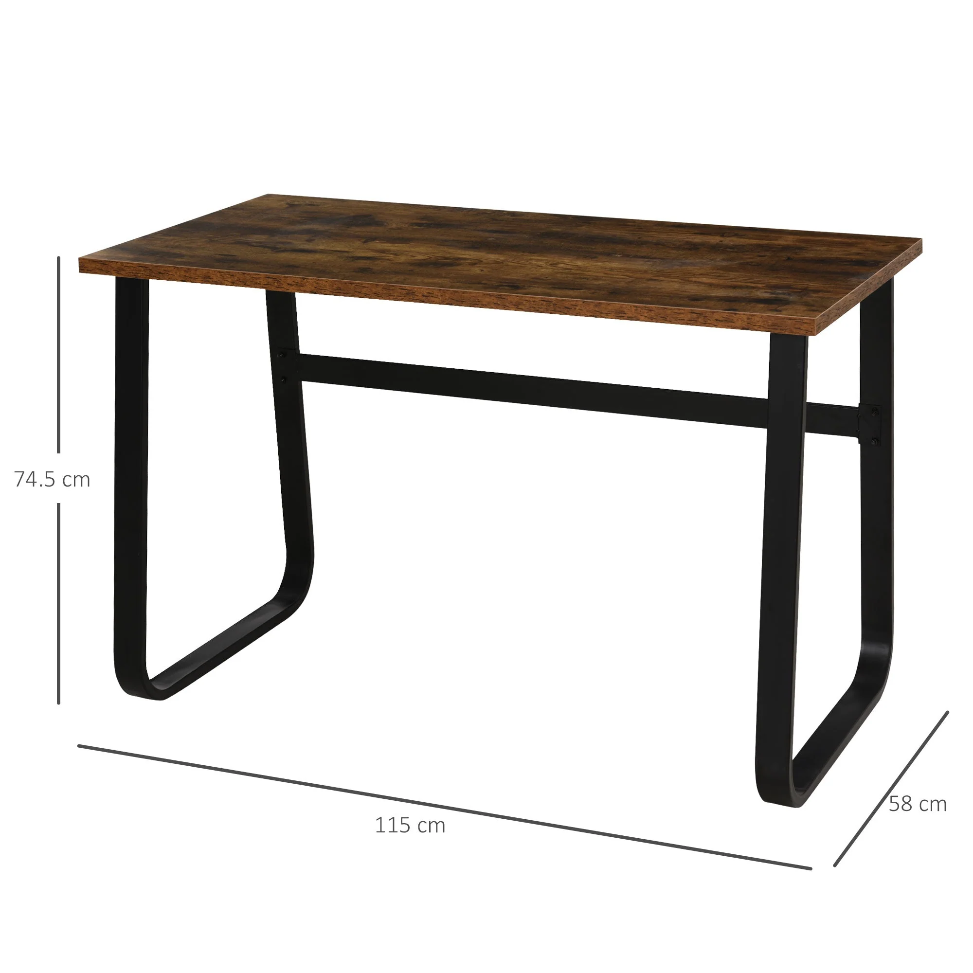 Industrial Writing Desk Simple Study Desk Metal Legs Home Office Workstation - Image 3