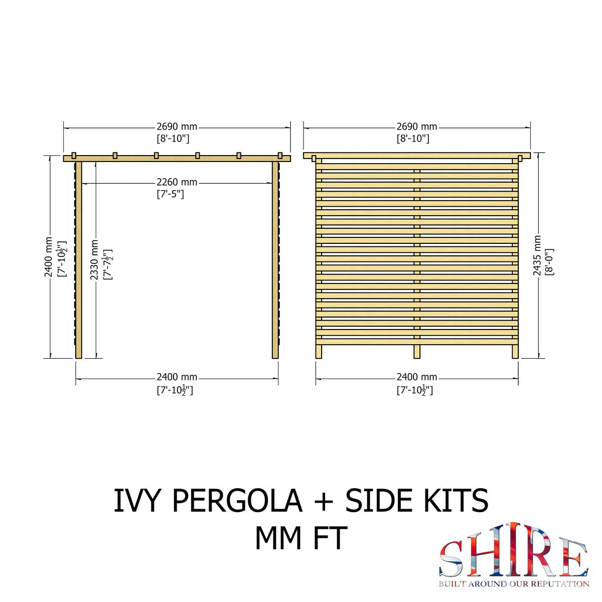 Ivy Garden Pergola & Sides by Shire Slatted - Image 3
