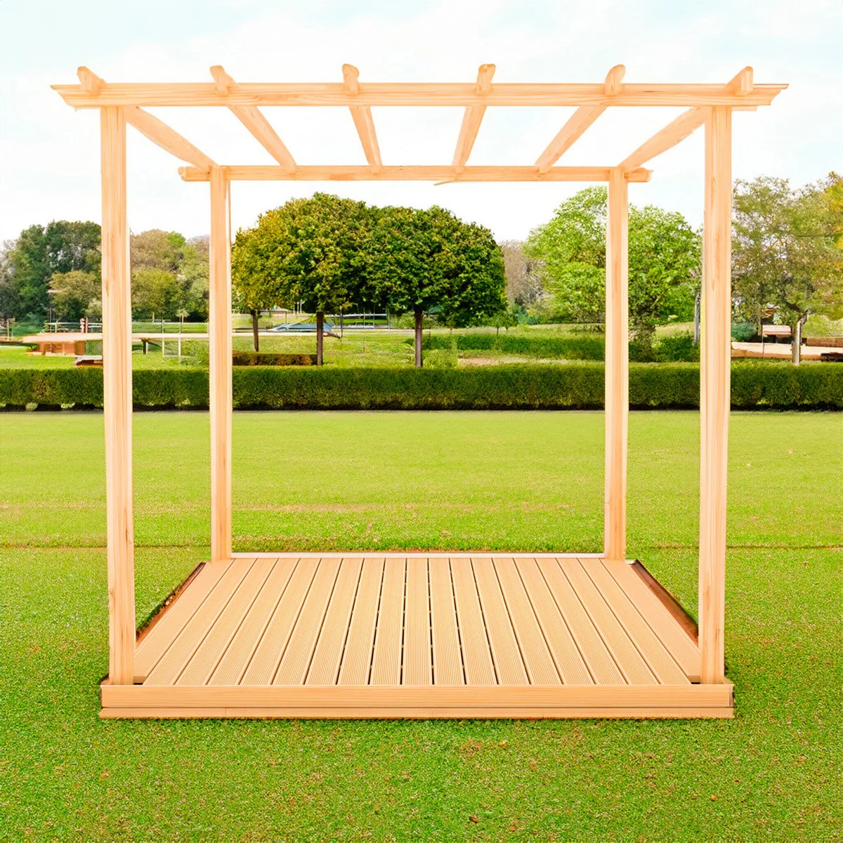 Ivy Garden Pergola with Decking by Shire Slatted