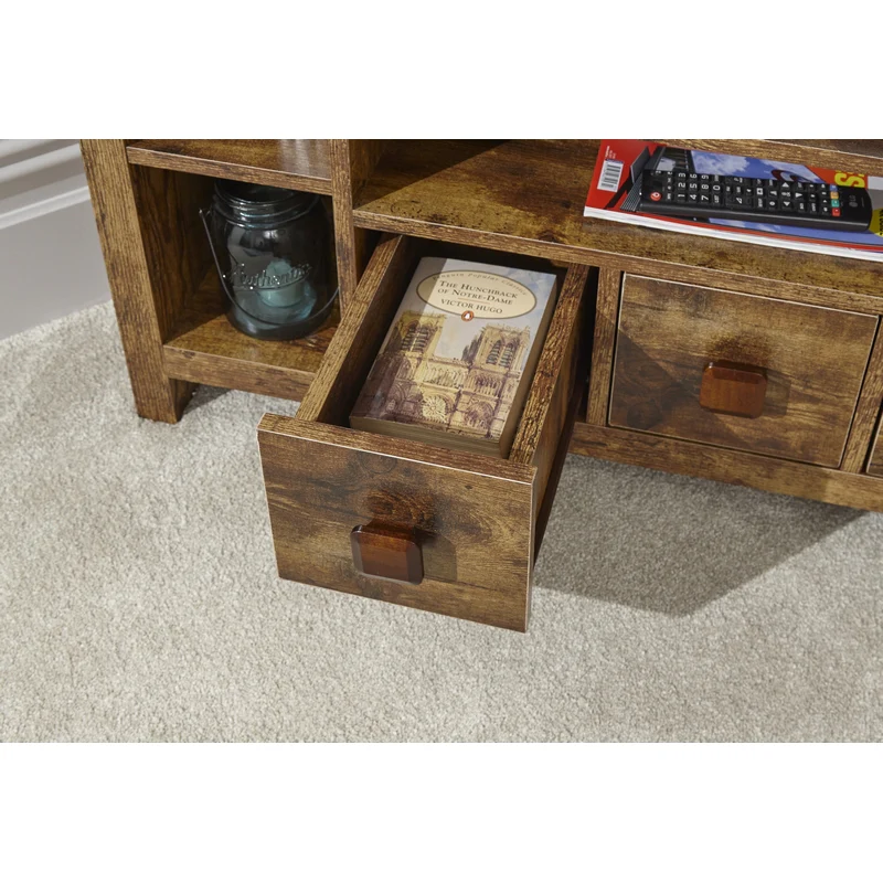 Jakarta Corner TV unit Natural 6 Shelves 3 Drawers - Image 3