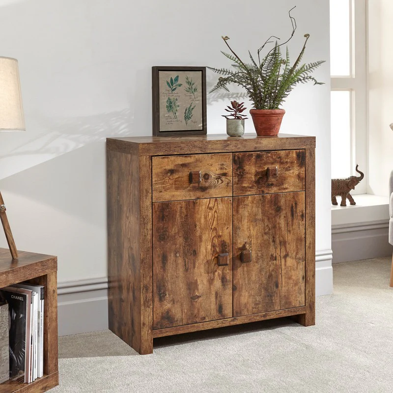 Jakarta Sideboard Melamine Natural 2 Doors 2 Shelves 2 Drawers - Image 2