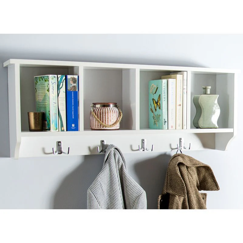 Kempton Wall Rack White 4 Shelves - Image 2