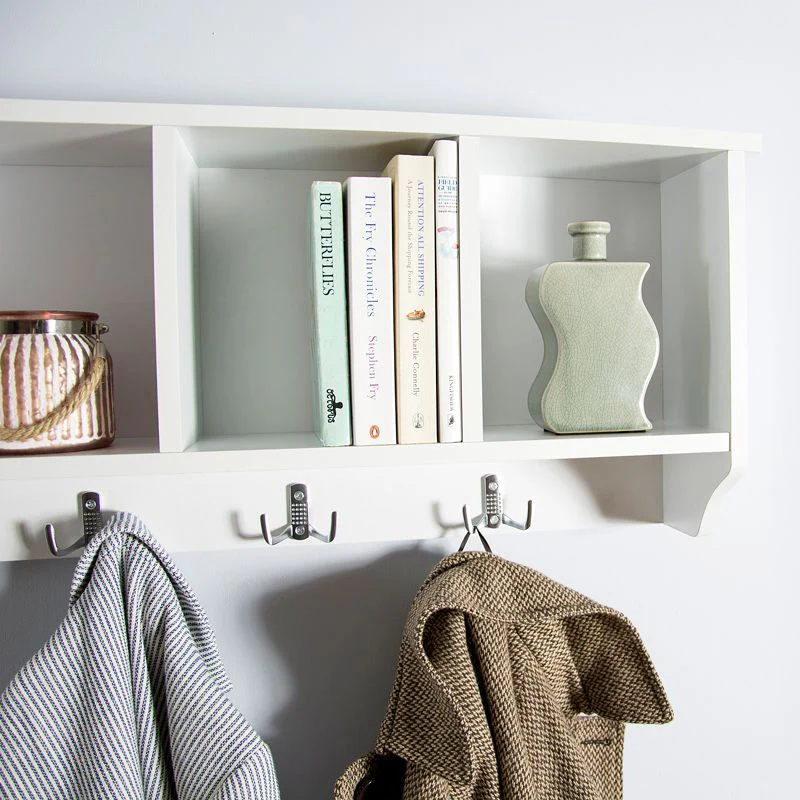 Kempton Wall Rack White 4 Shelves - Image 3