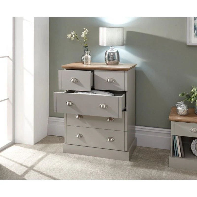 Kendal Chest of Drawers Grey 5 Drawers - Image 2