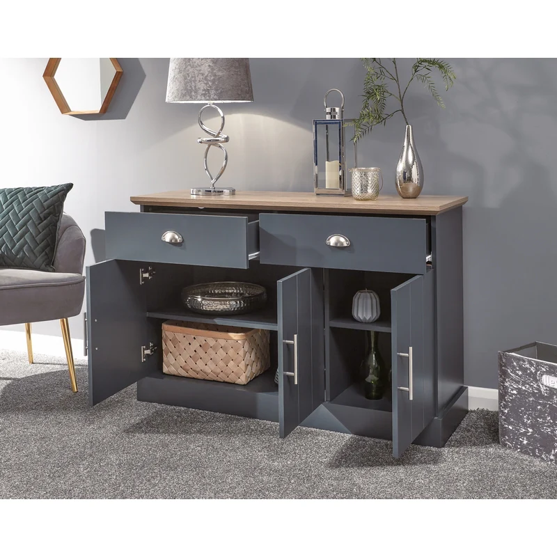 Kendal Large Sideboard Blue 3 Doors 2 Shelves 2 Drawers - Image 2