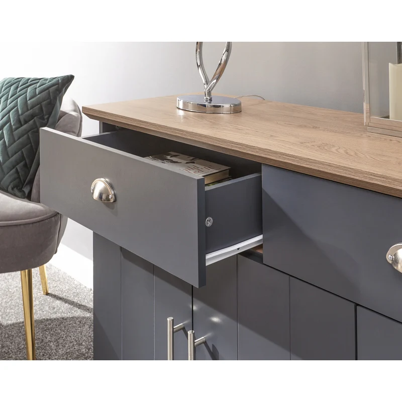 Kendal Large Sideboard Blue 3 Doors 2 Shelves 2 Drawers - Image 9