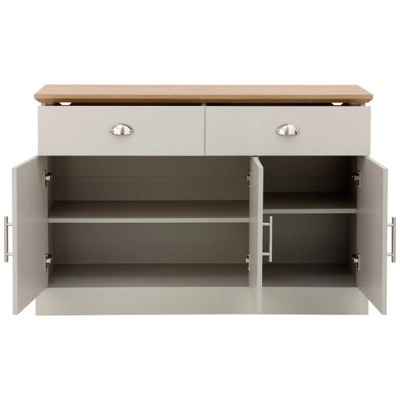 Kendal Large Sideboard Grey 3 Doors 4 Shelves 2 Drawers - Image 10