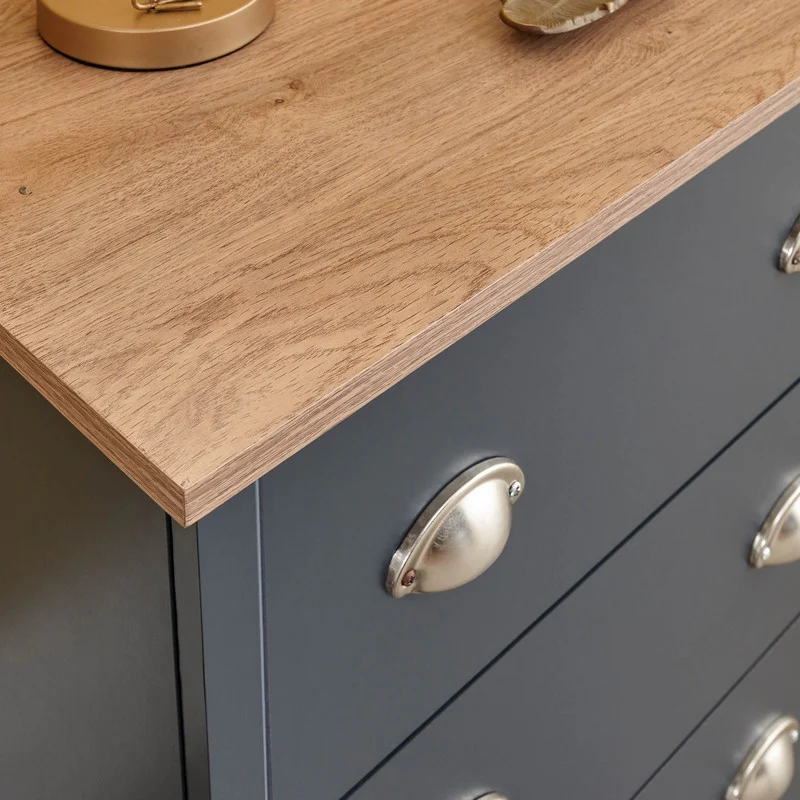 Kendal Tall Chest of Drawers Blue 3 Drawers - Image 2