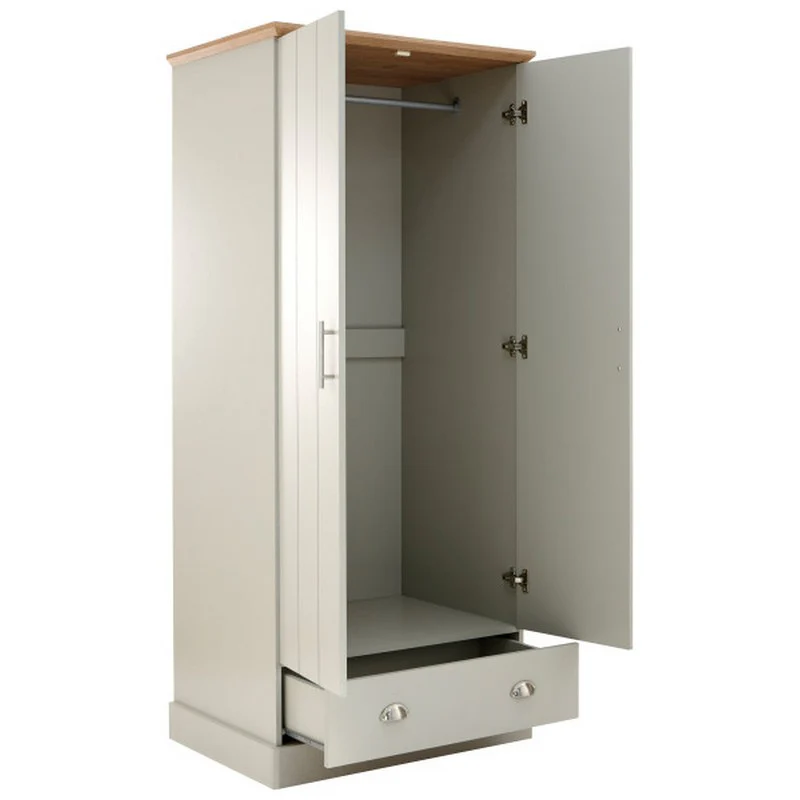 Kendal Tall Wardrobe Grey 2 Doors 1 Drawer - Image 8