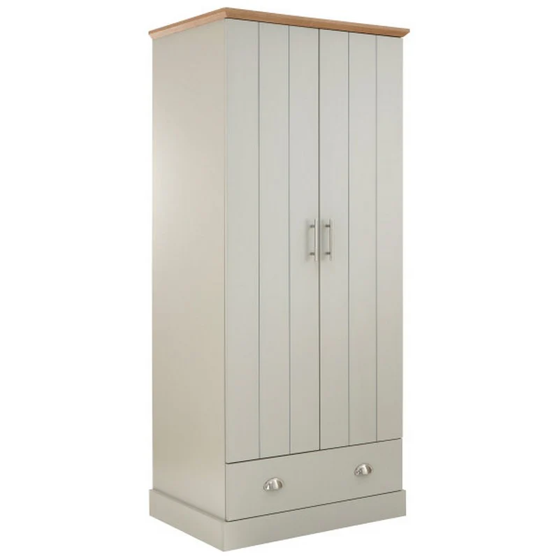 Kendal Tall Wardrobe Grey 2 Doors 1 Drawer - Image 9