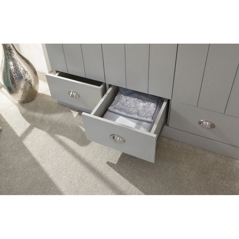 Kendal Tall Wardrobe Grey 3 Doors 1 Shelf 3 Drawers - Image 5