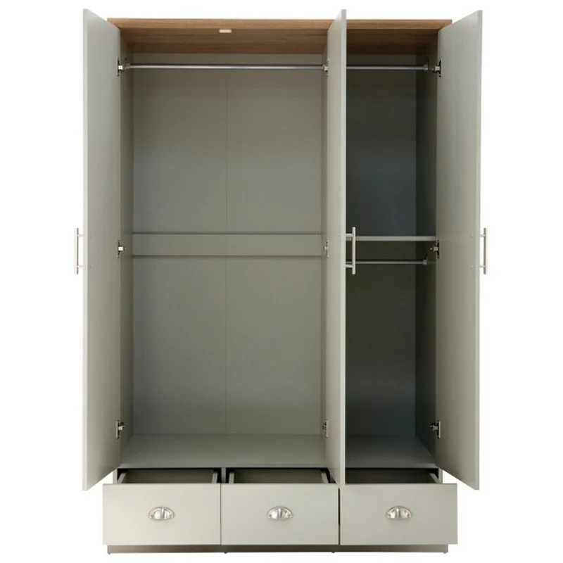 Kendal Tall Wardrobe Grey 3 Doors 1 Shelf 3 Drawers - Image 9