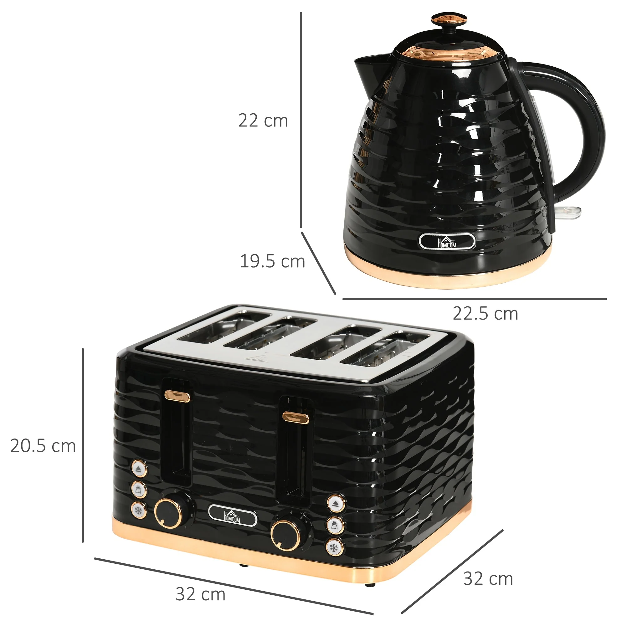 Kettle & Four Slice Toaster Set Black - Image 2