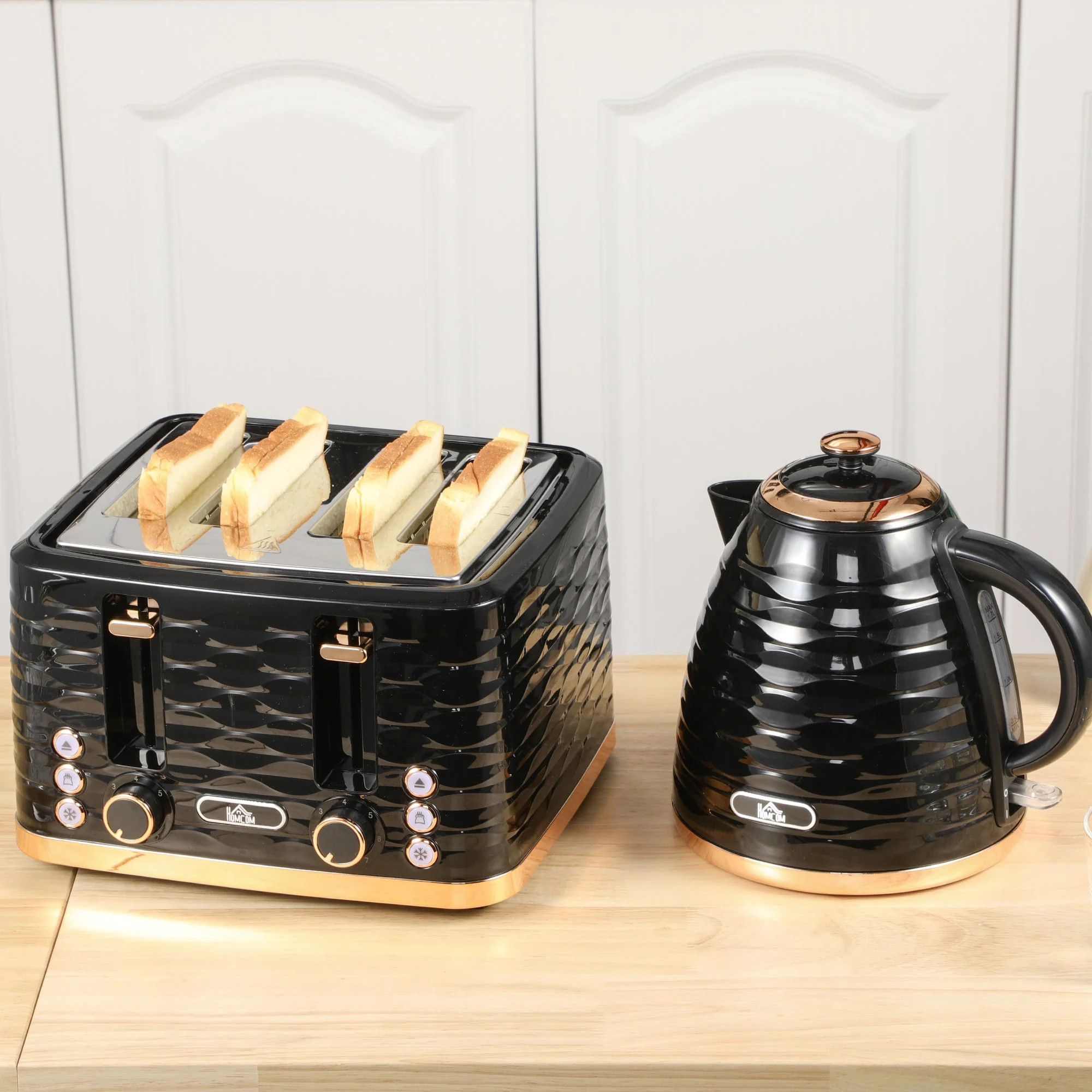 Kettle & Four Slice Toaster Set Black - Image 6